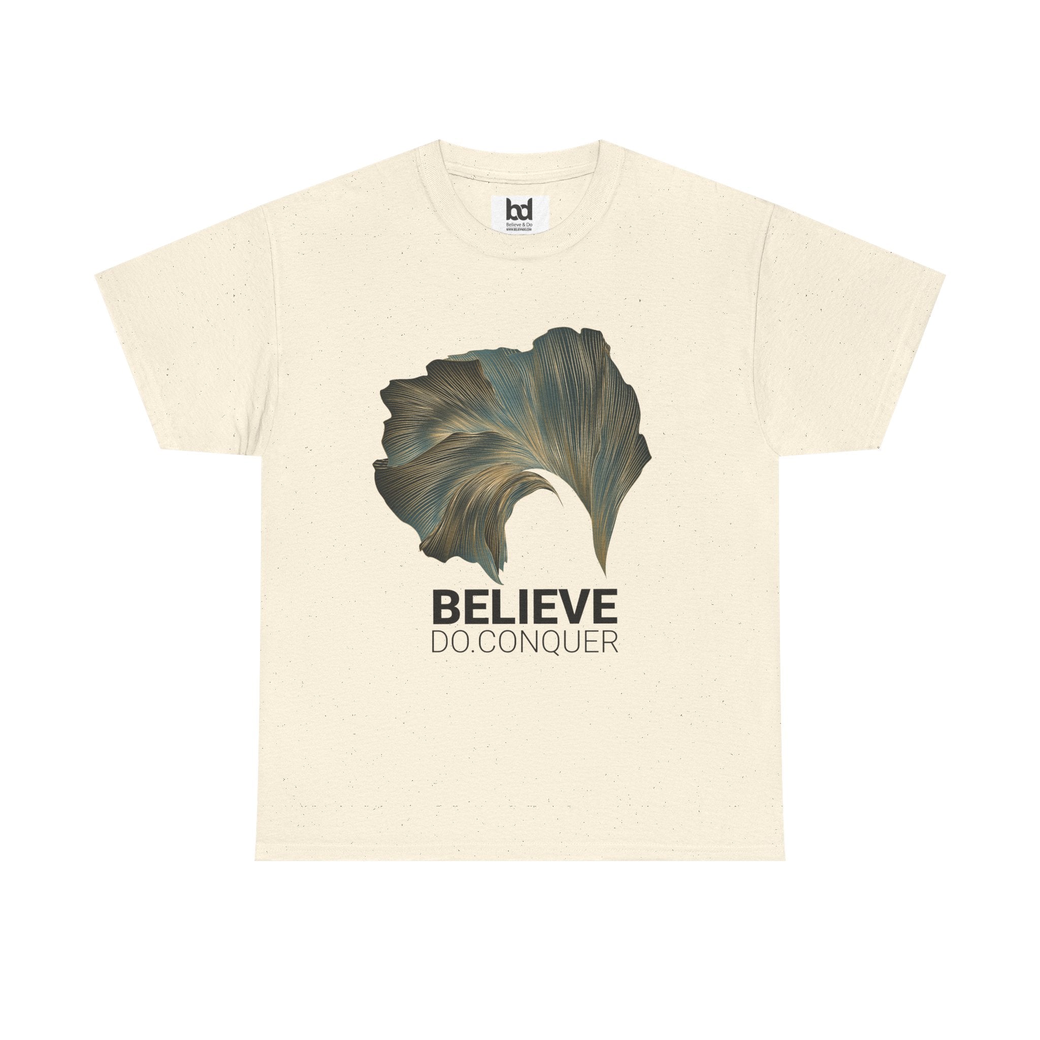 Belive.Do.Conquer Unisex Heavy Cotton Tee - Artistic Leaf Design