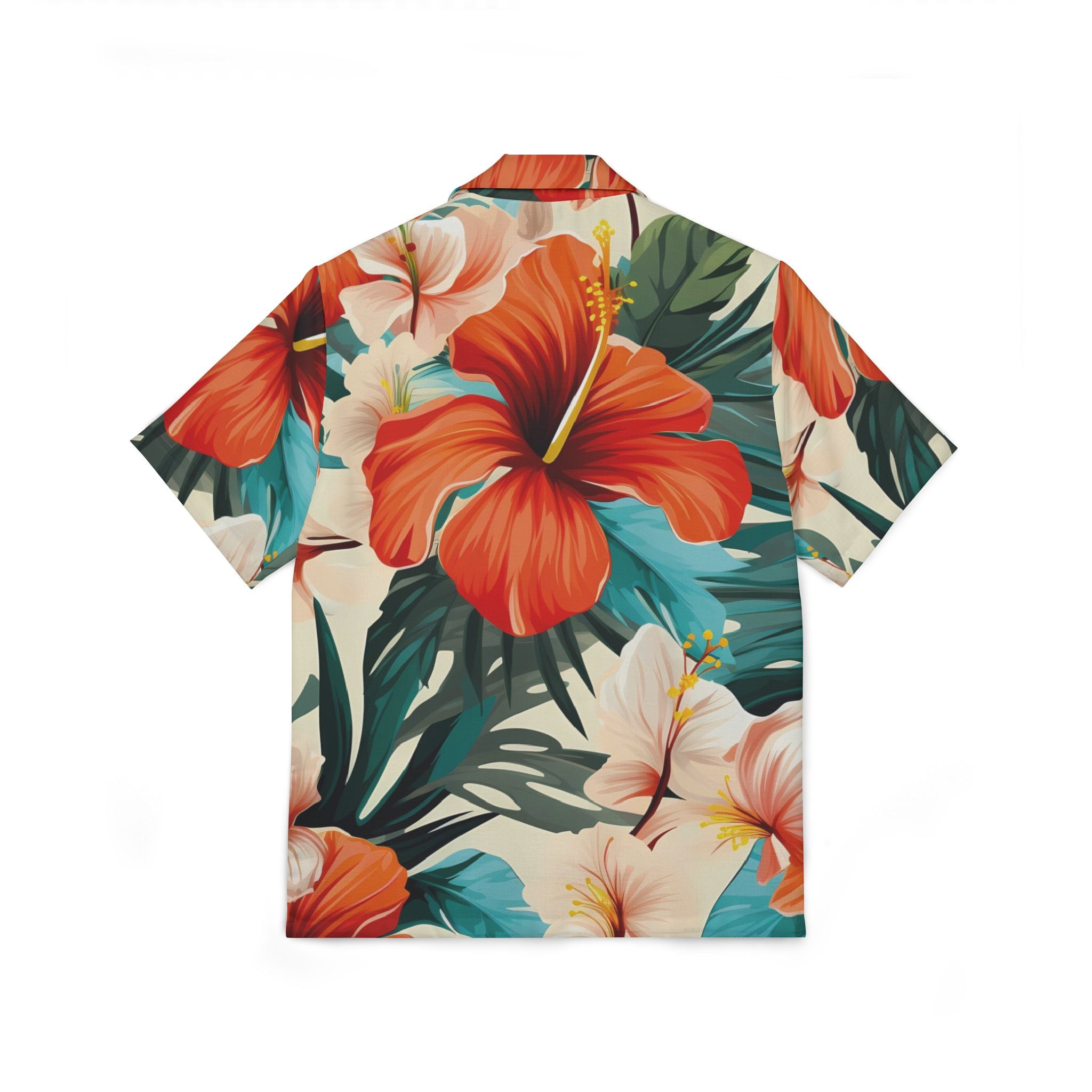 Vibrant Hibiscus: The Casual Hawaiian Shirt - Perfect for Summer Luau and Beach Parties