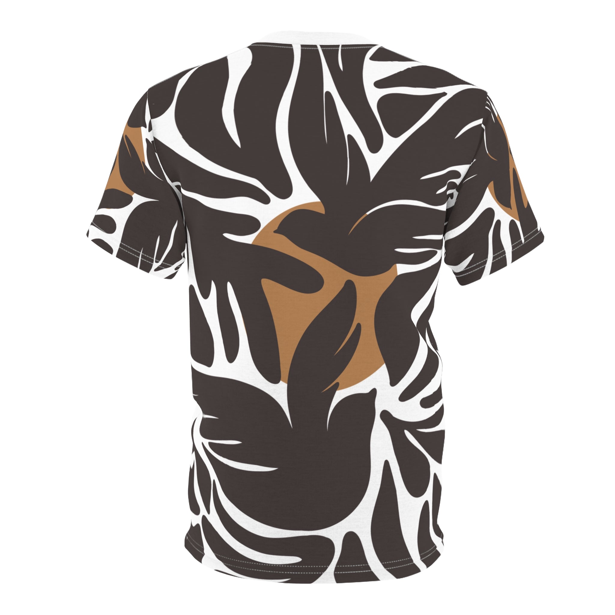 Stylish Unisex Cut & Sew Tee with Tropical Leaf Print