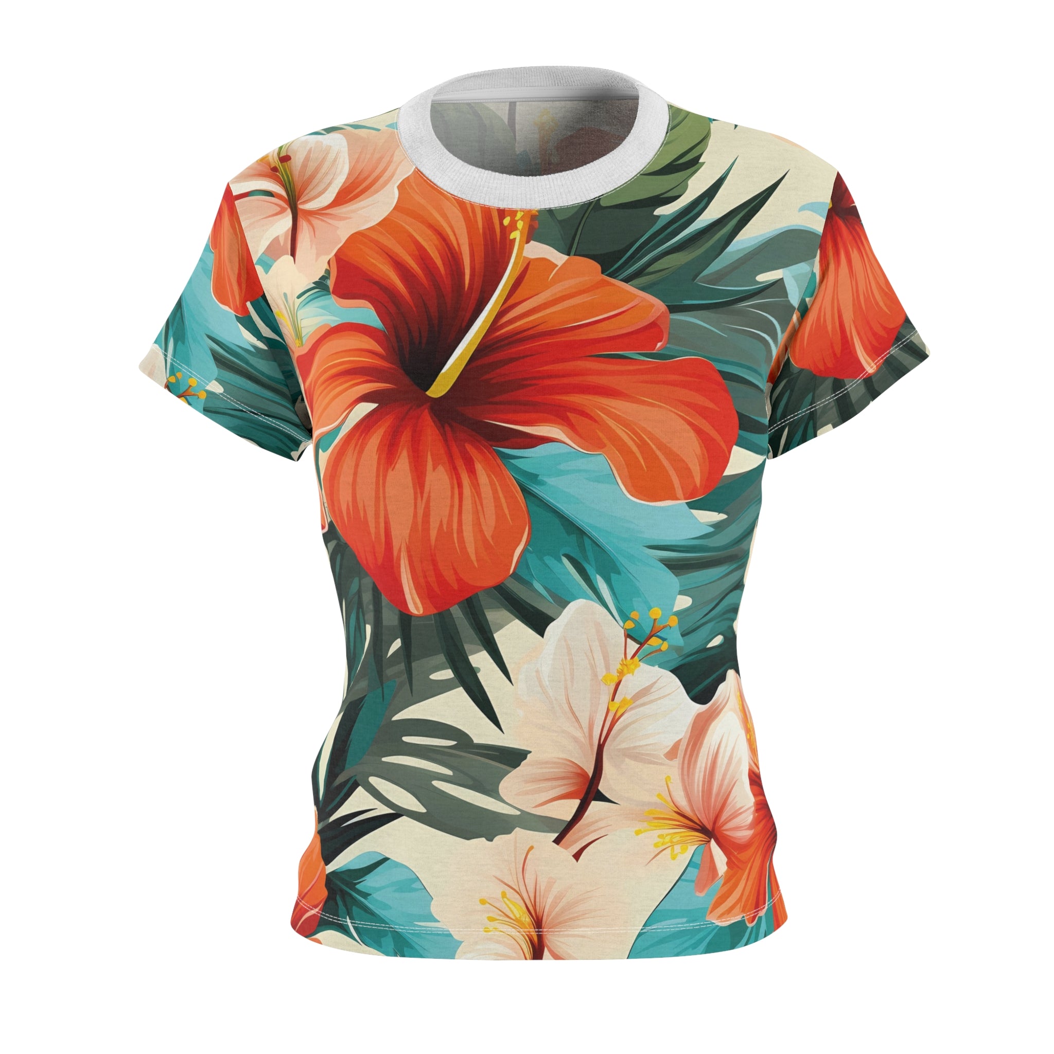 Tropical Floral Women's Tee - Perfect for Summer and Beach Days