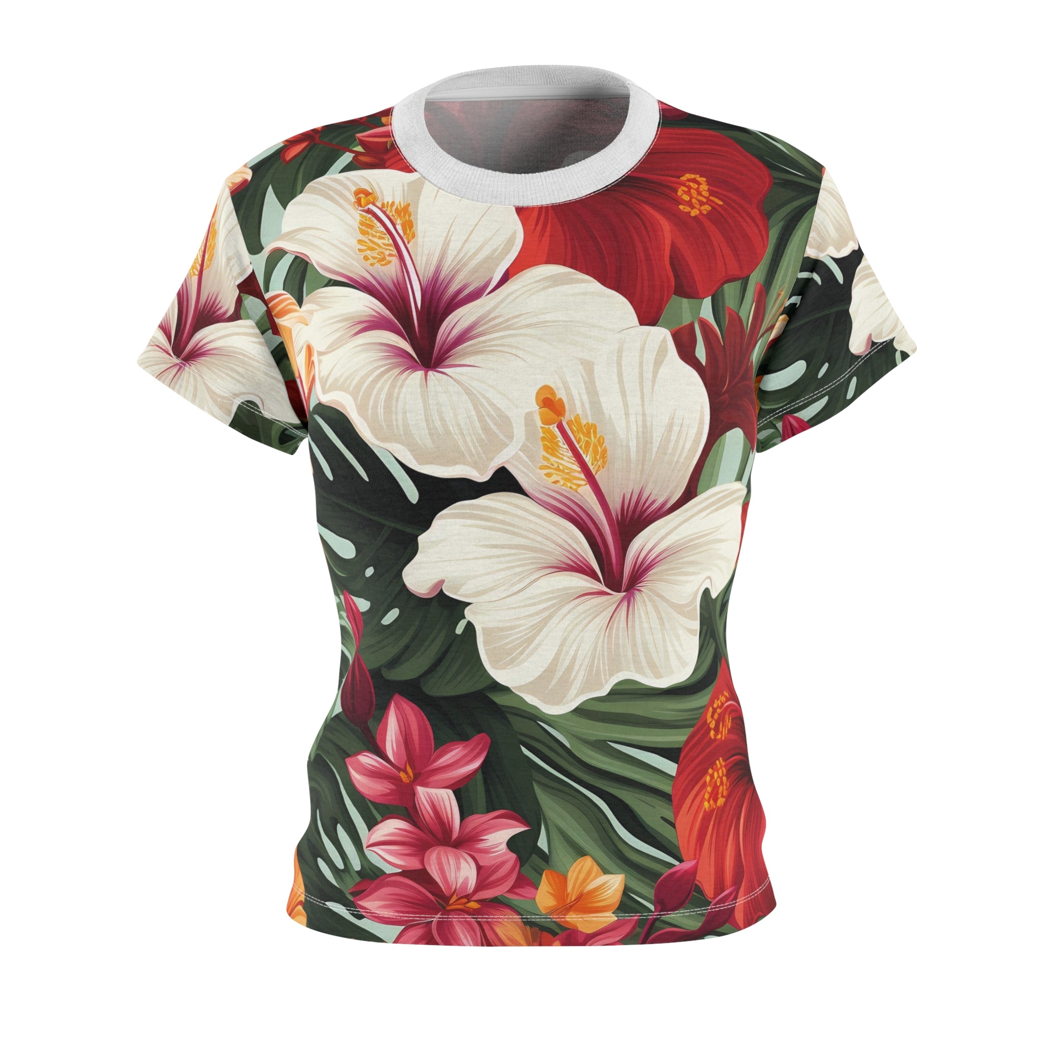 Tropical Floral Women's Tee – Vibrant Summer Style
