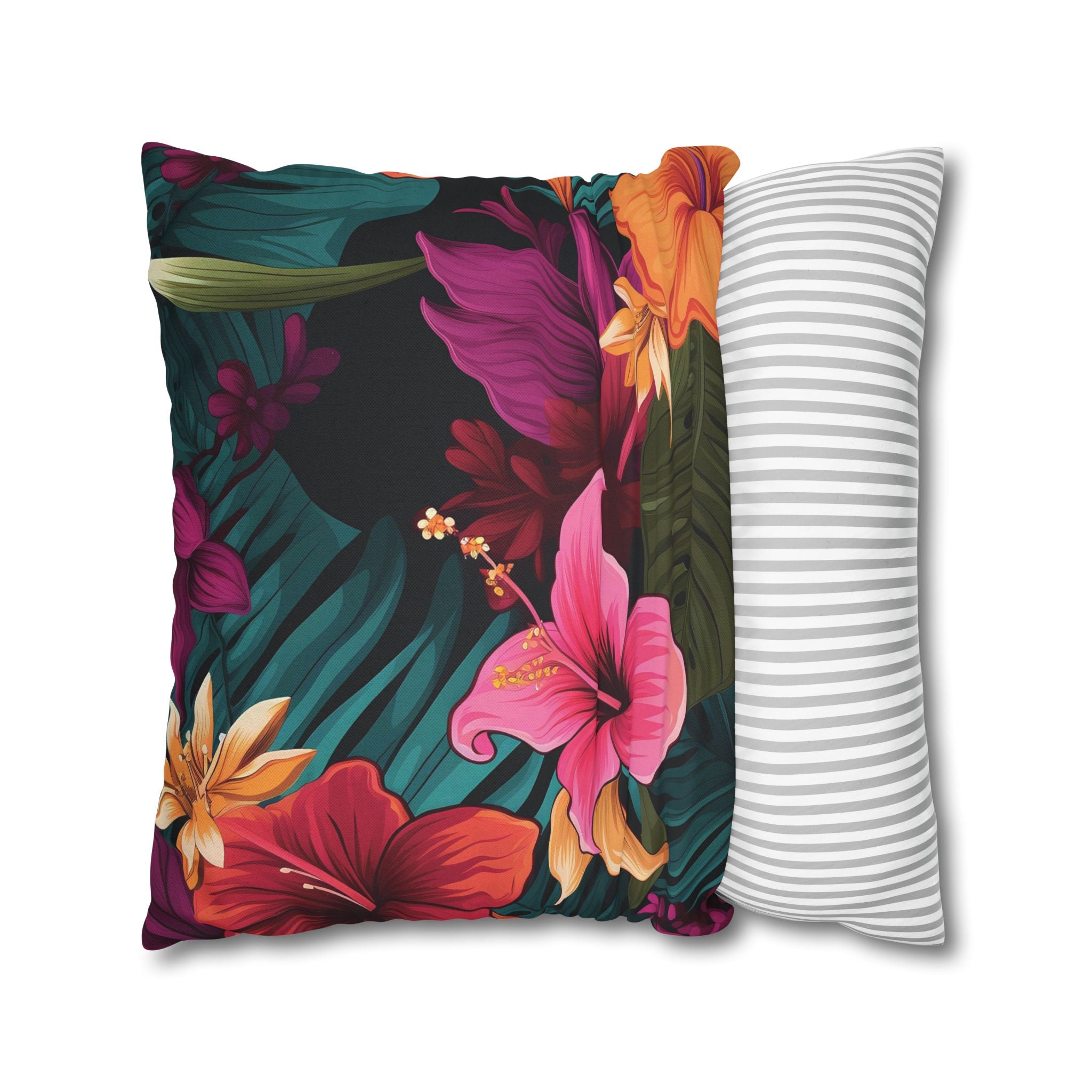 Tropical Floral Square Pillowcase - Vibrant Home Decor for Summer Vibes