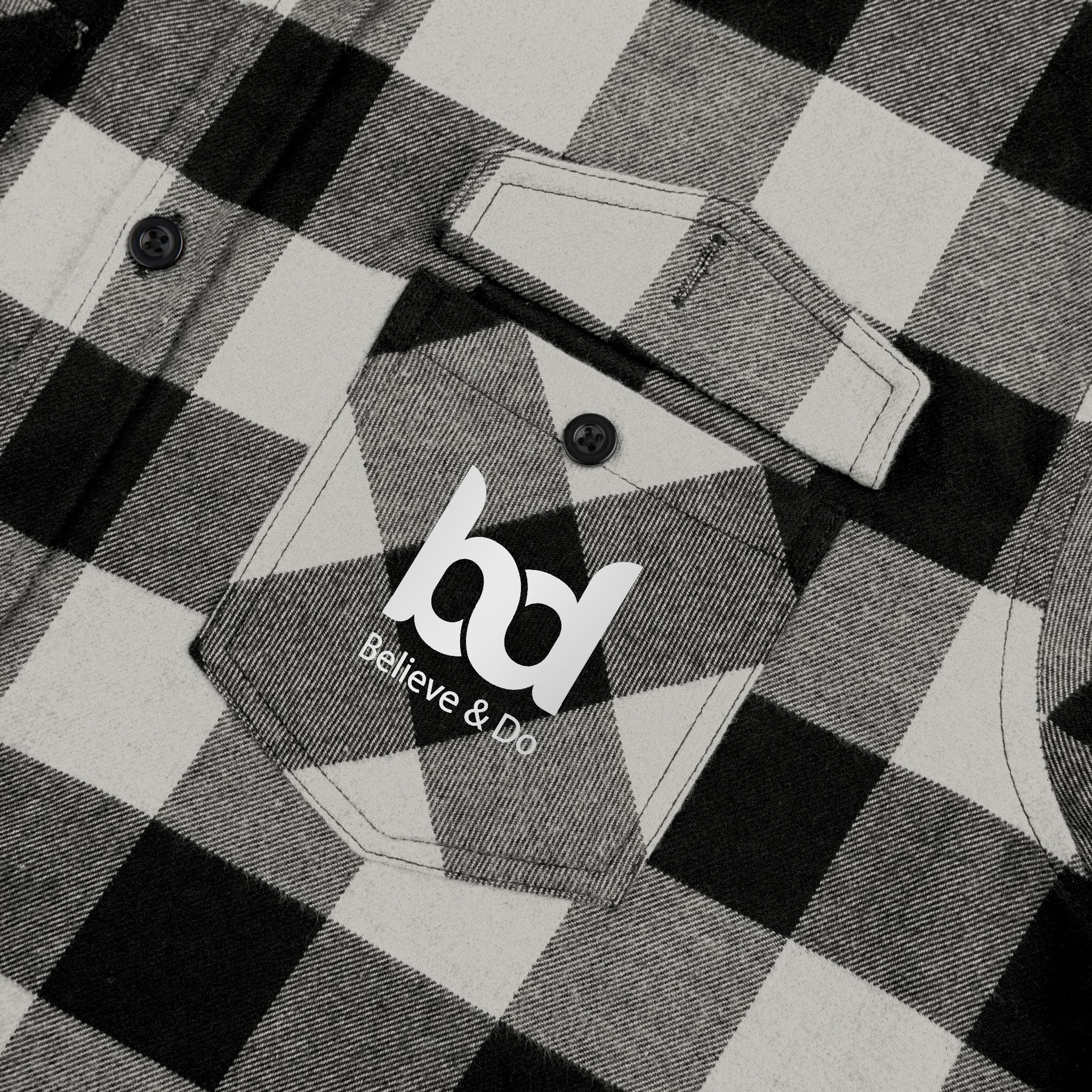 Cozy Comfort with a Purpose: The "Believe & Do" Unisex Flannel Shirt - Cozy Black and Green Plaid Design for Everyday Wear