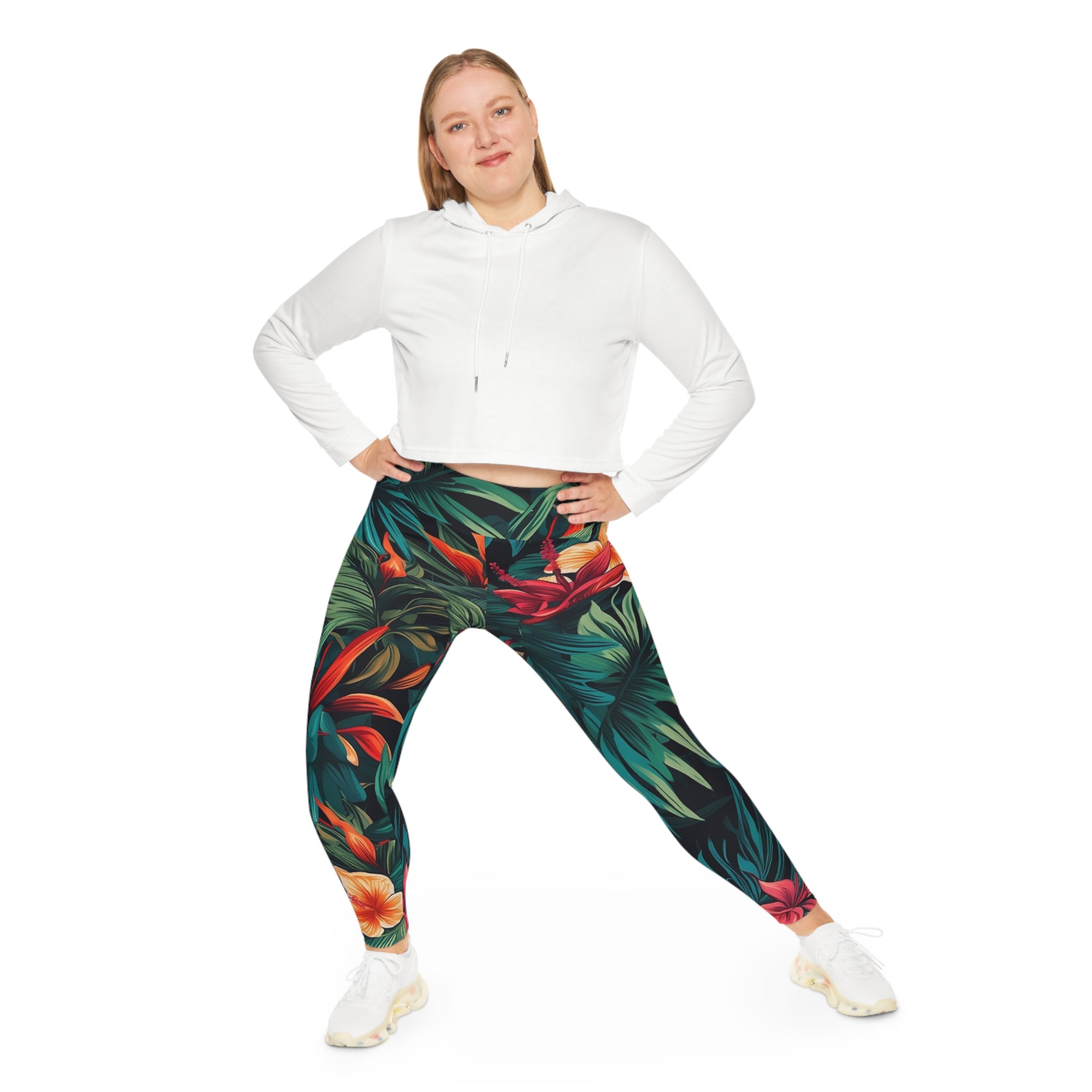 Tropical Floral Plus Size Leggings - Comfortable & Stylish Activewear