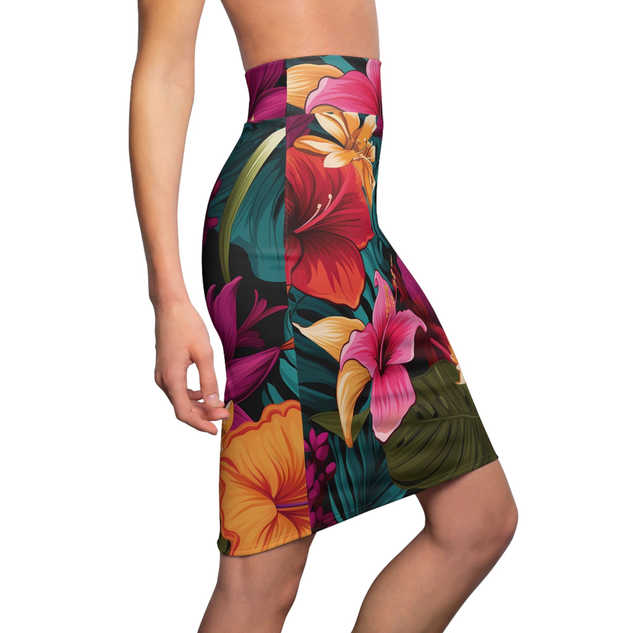 Tropical Floral Women's Pencil Skirt - Summer Floral Print for Stylish Outfits