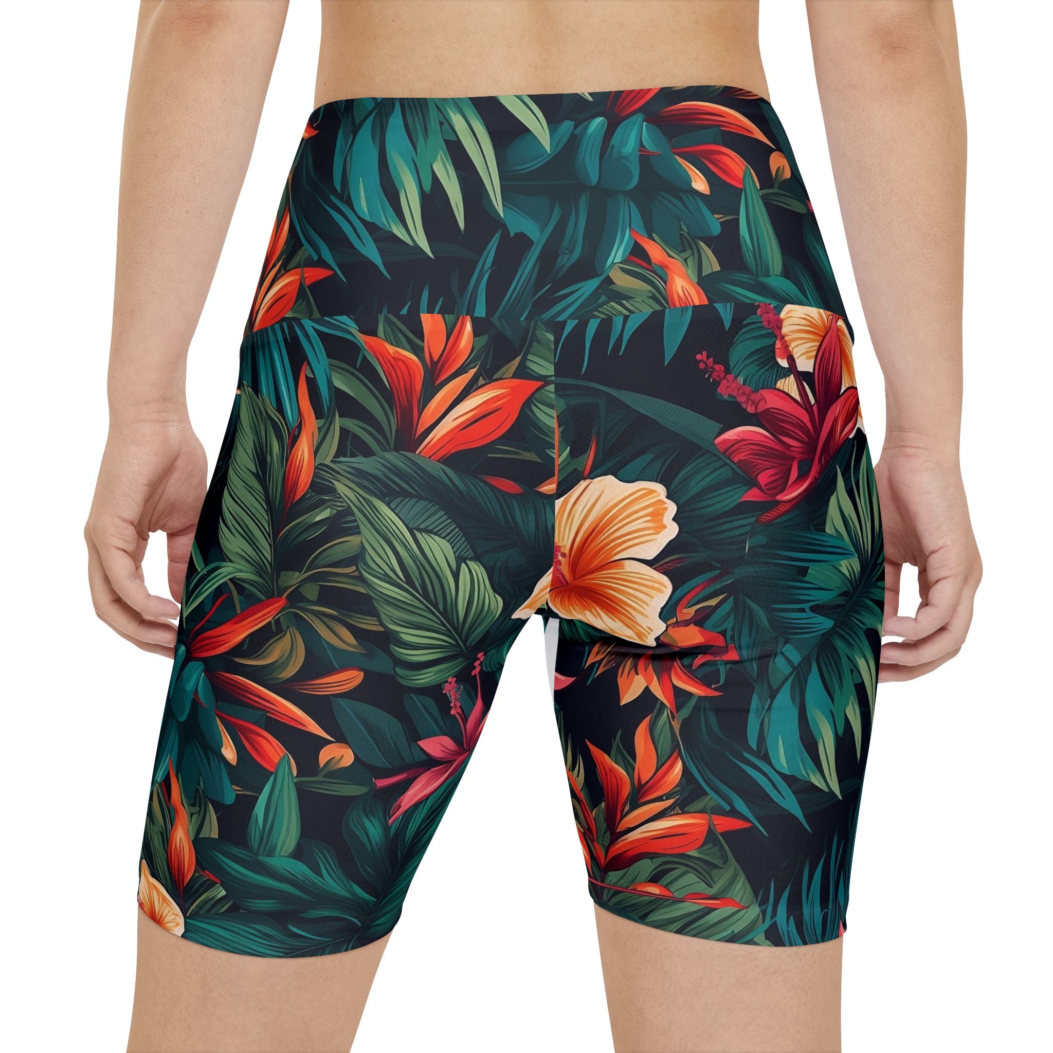 Tropical Floral Women's Workout Shorts - Perfect for Fitness and Outdoor Activities