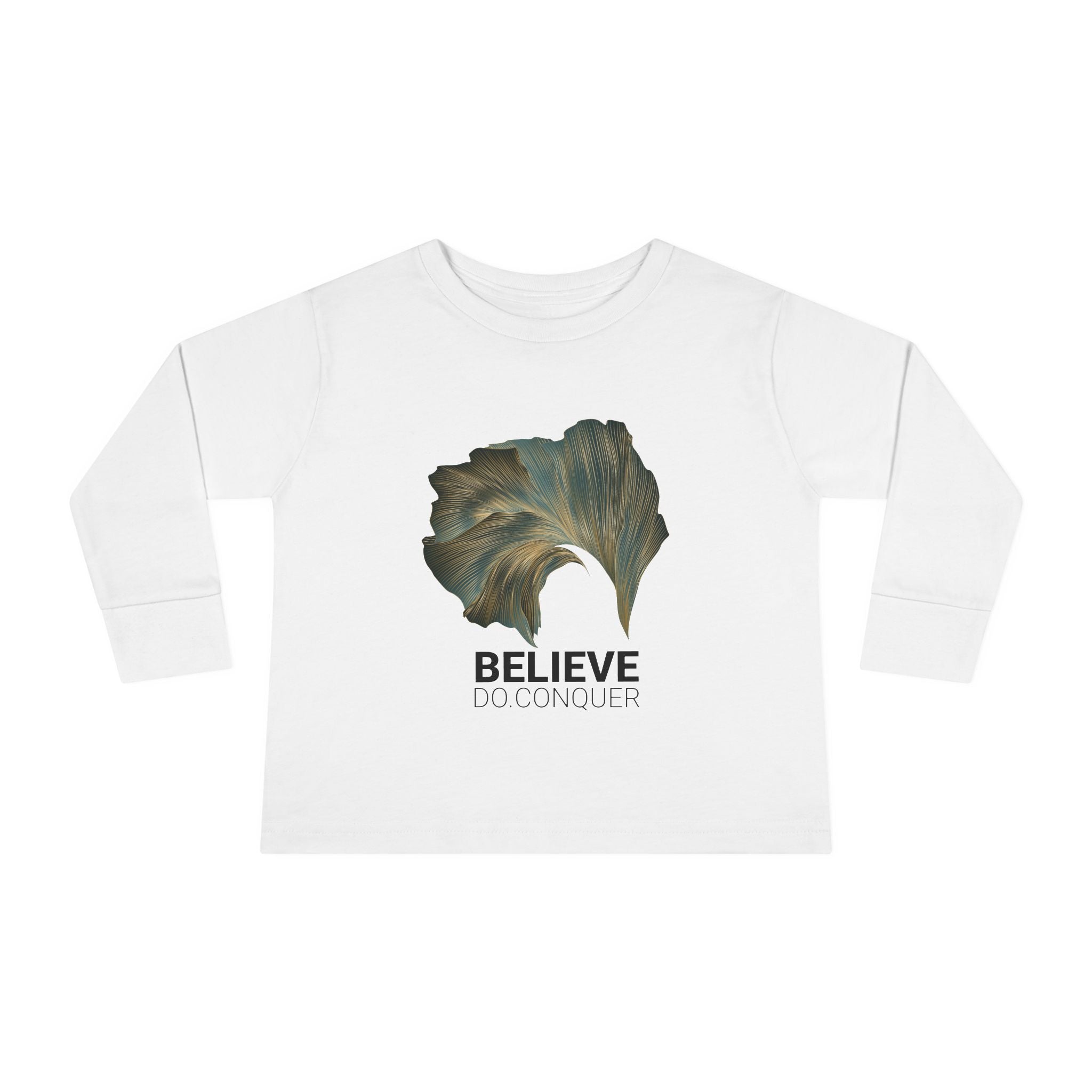 Inspirational Toddler Long Sleeve Tee - "Believe Do Conquer"