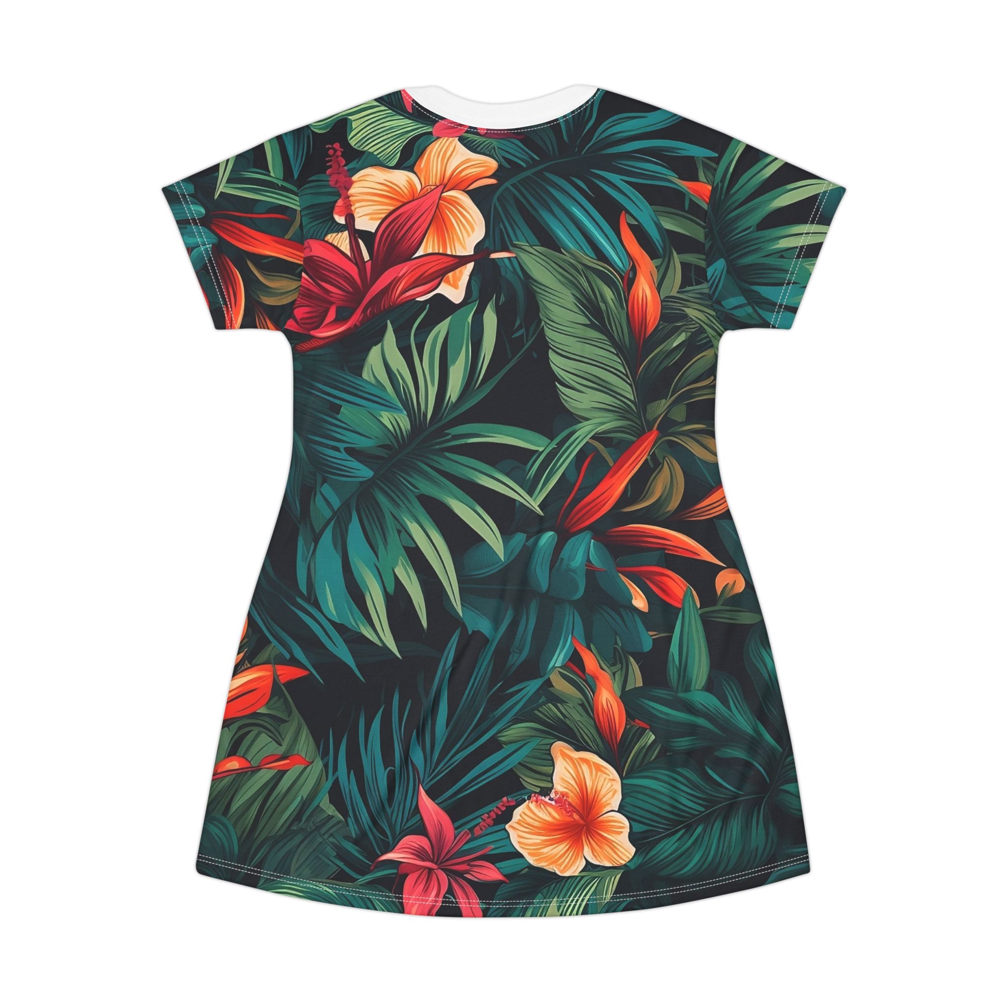 Tropical Floral T-Shirt Dress - Casual Summer Outfit