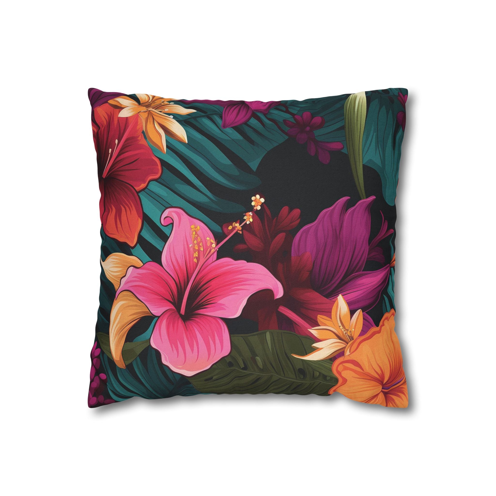 Tropical Floral Square Pillowcase - Vibrant Home Decor for Summer Vibes