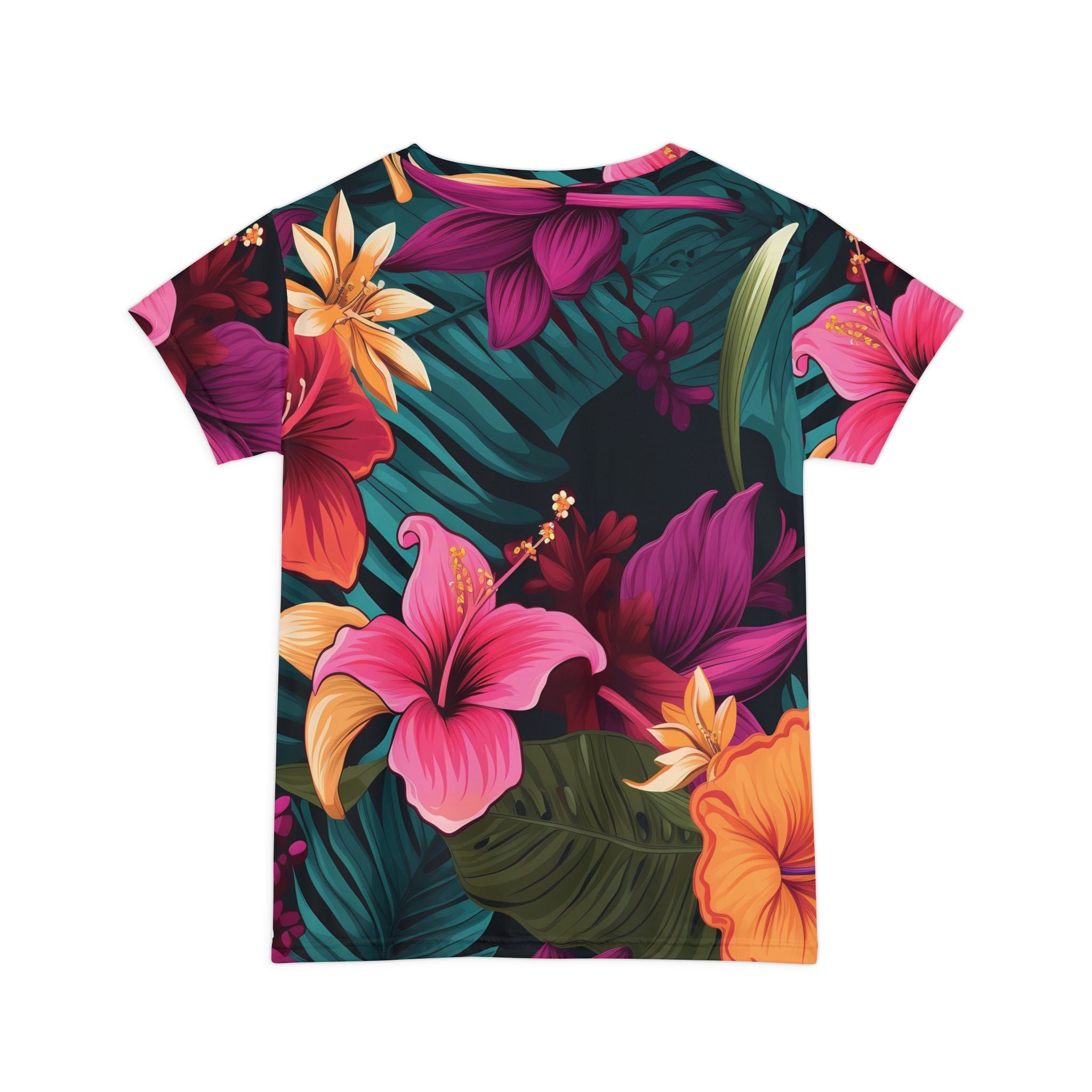 Tropical Floral Women&#039;s Short Sleeve Shirt - Vibrant Summer Style