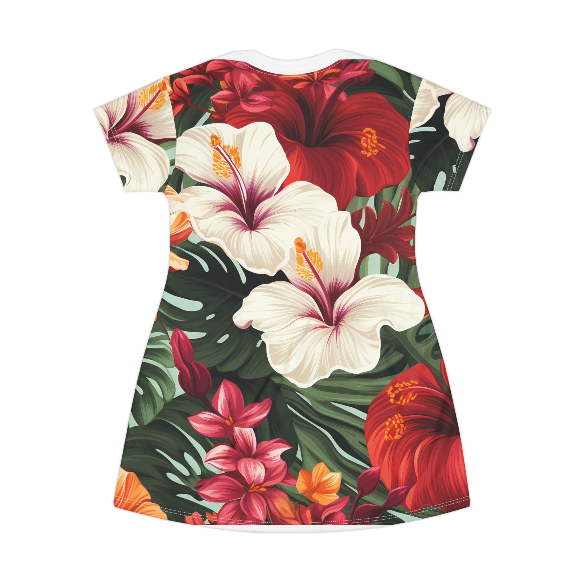 Tropical Floral T-Shirt Dress - Perfect for Summer Adventures & Beach Days