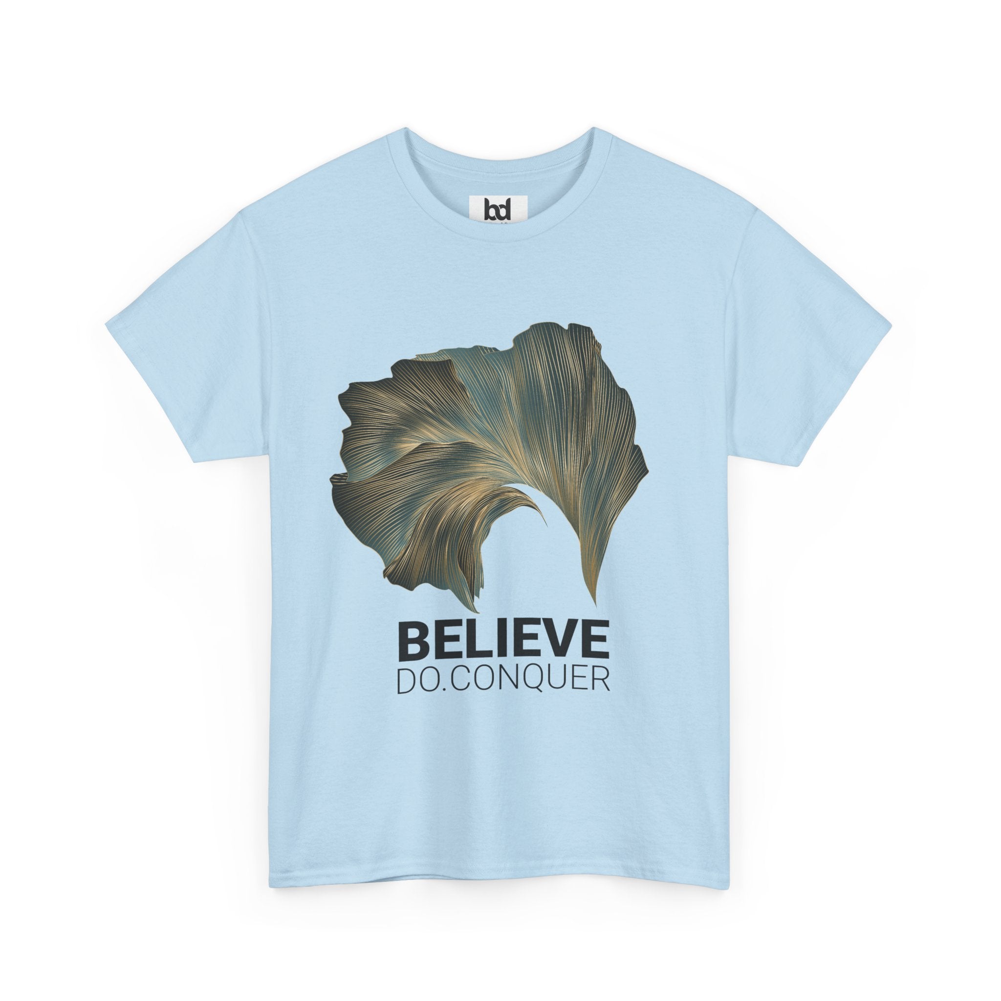 Belive.Do.Conquer Unisex Heavy Cotton Tee - Artistic Leaf Design
