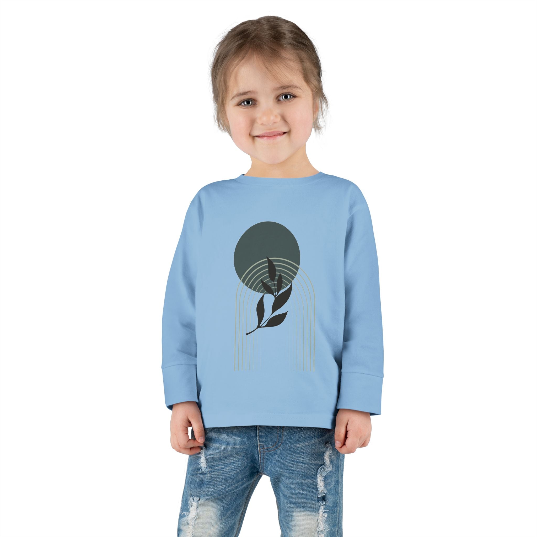 Toddler Long Sleeve Tee - Minimalist Design with Leaf & Circle