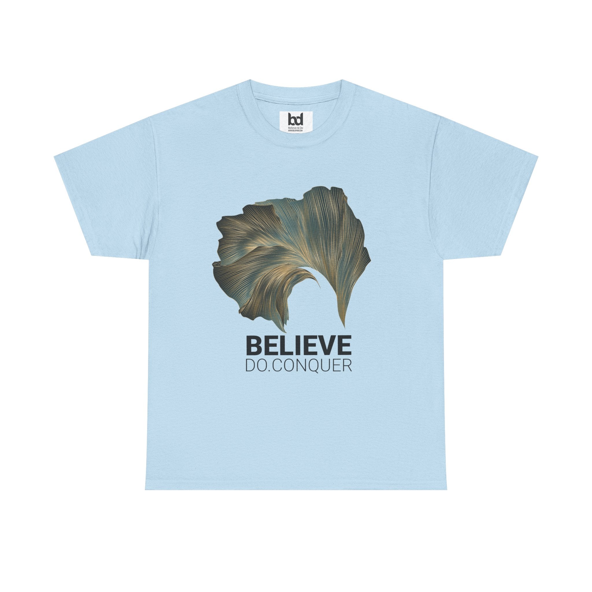 Belive.Do.Conquer Unisex Heavy Cotton Tee - Artistic Leaf Design