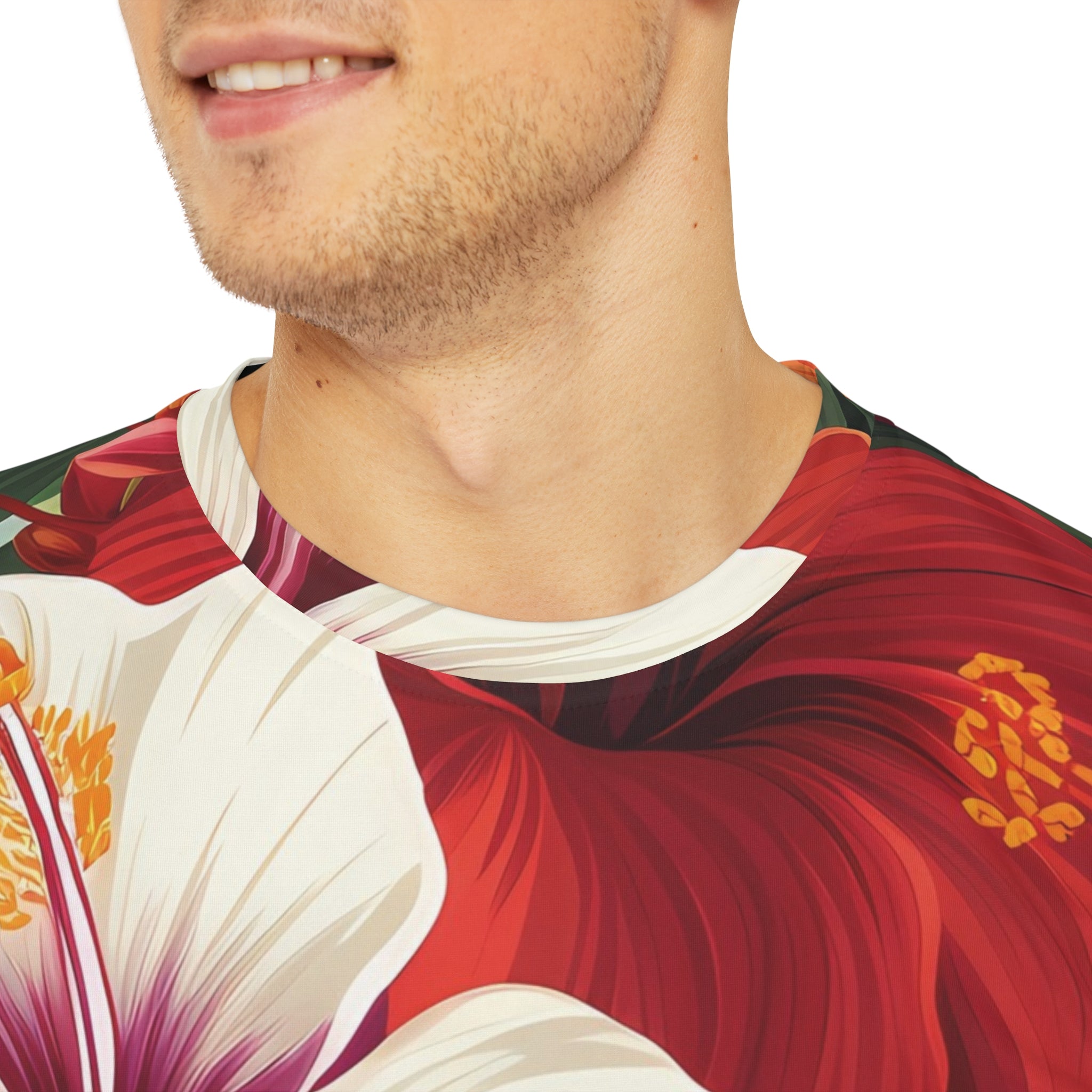 Tropical Floral Men's Polyester Tee - Casual Summer Wear
