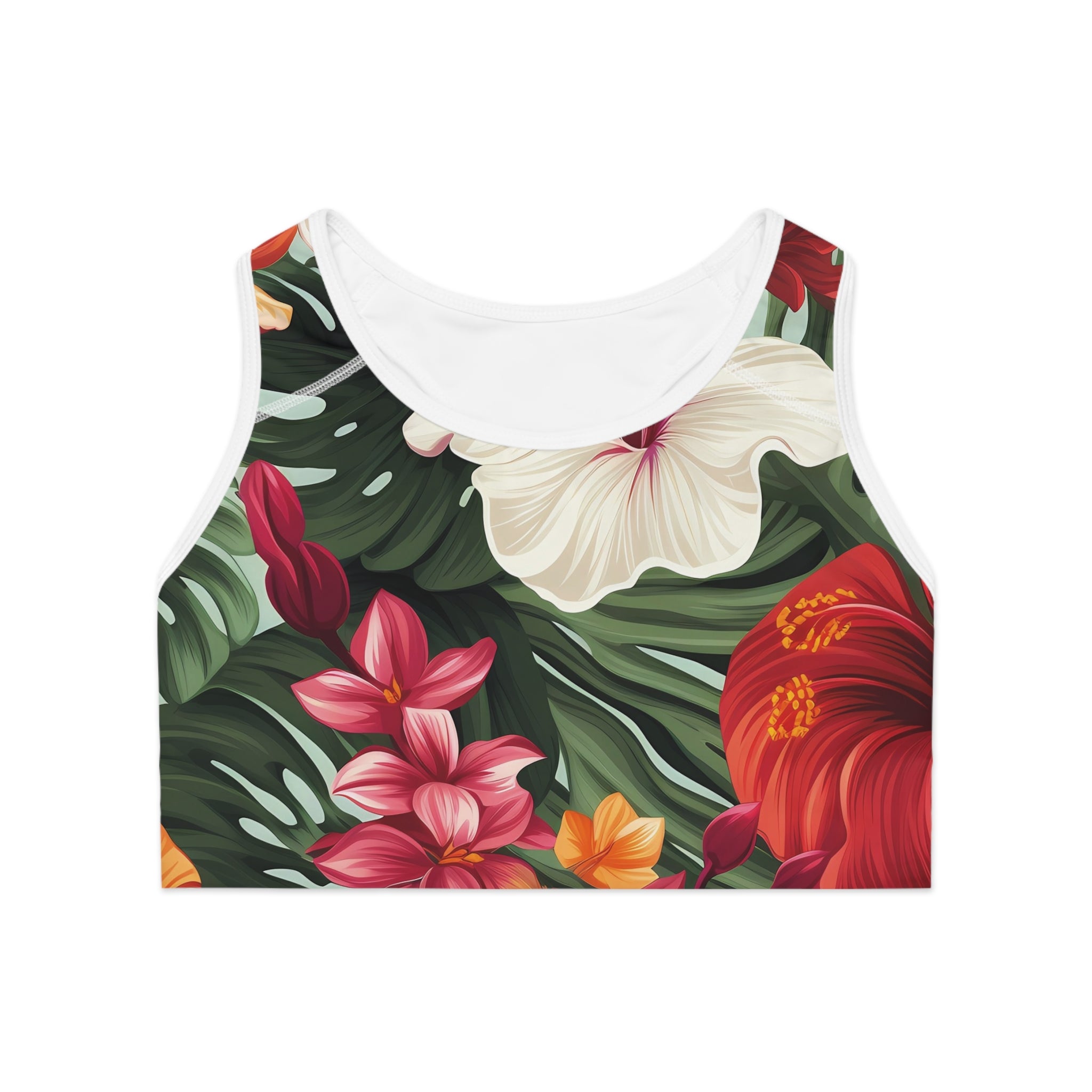 Tropical Floral Sports Bra - Perfect for Yoga & Workout