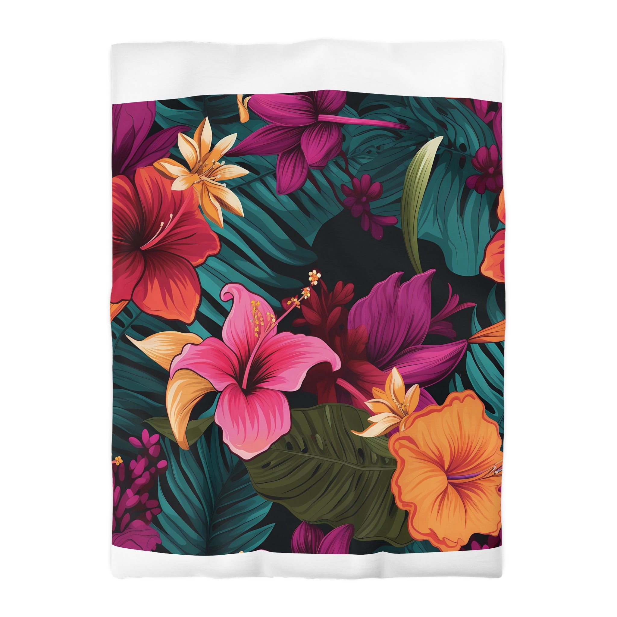 Tropical Floral Microfiber Duvet Cover - Vibrant Bedding for Relaxed Living