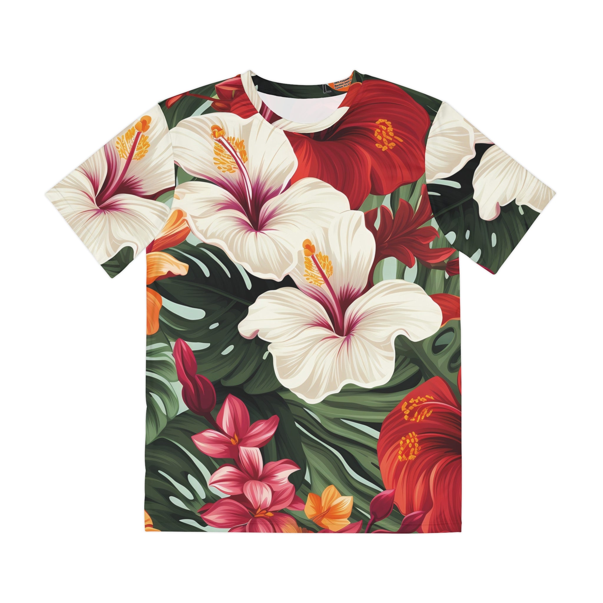 Tropical Floral Men's Polyester Tee - Casual Summer Wear