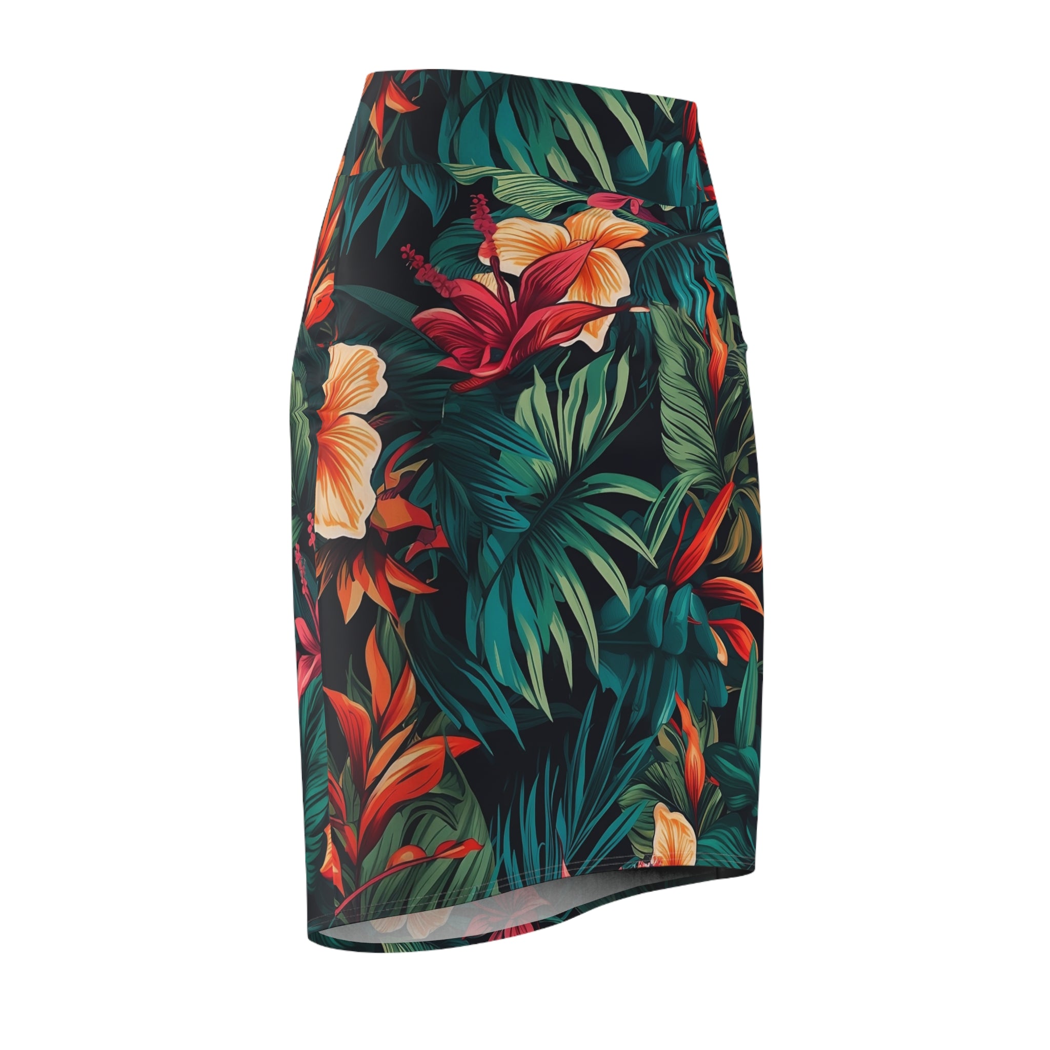 Tropical Floral Women's Pencil Skirt – Perfect for Summer Outings and Celebrations
