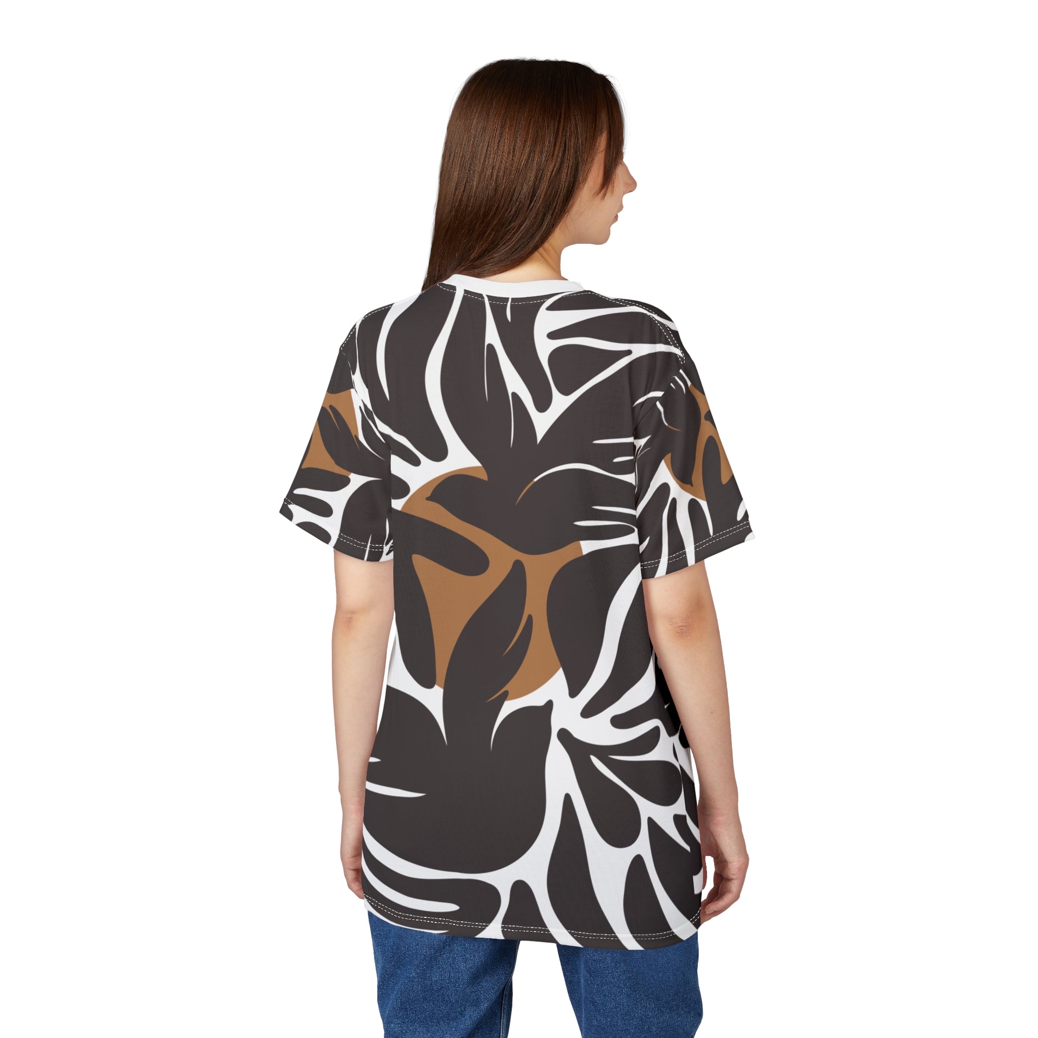 Stylish Unisex Cut & Sew Tee with Tropical Leaf Print