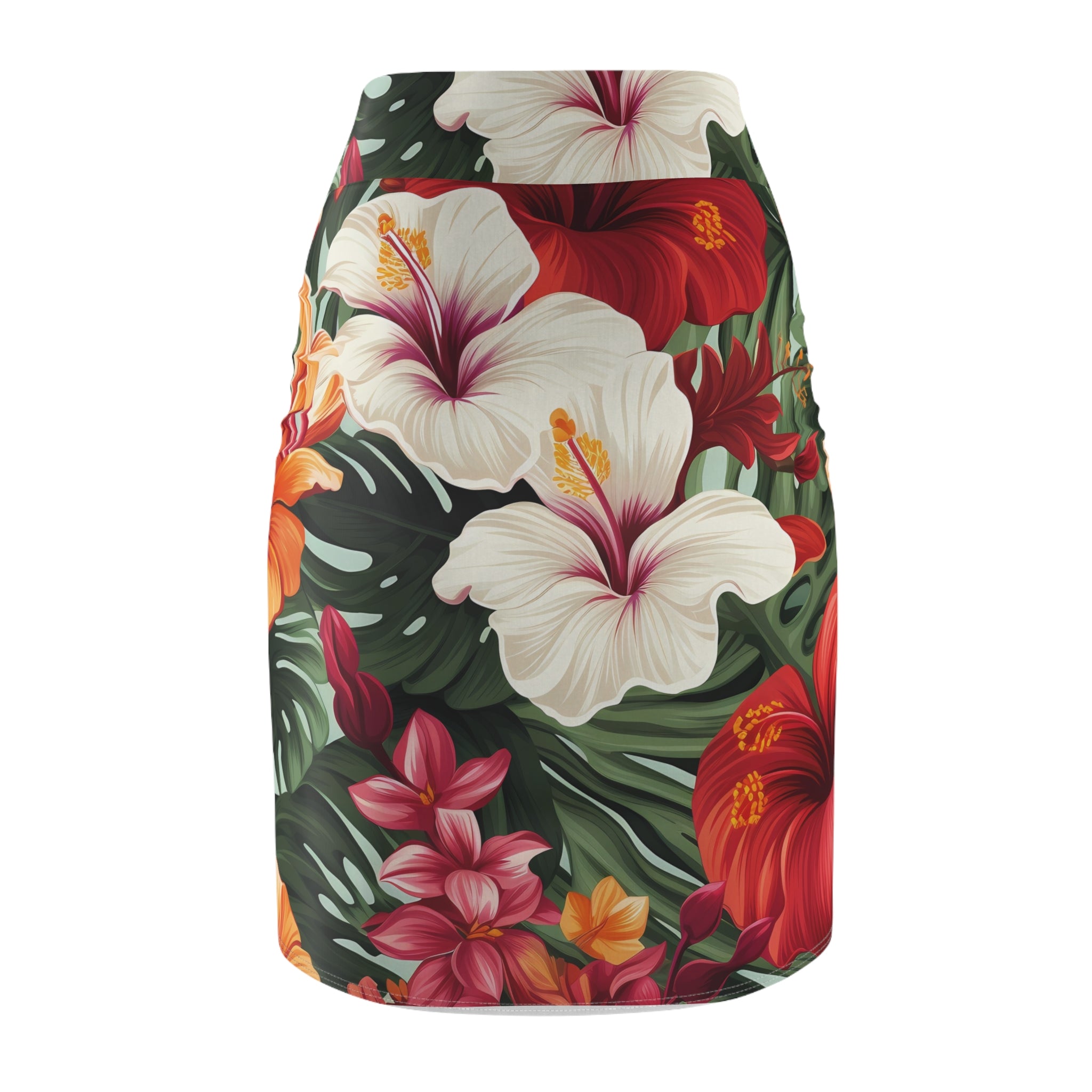 Tropical Floral Women's Pencil Skirt - Perfect for Summer Parties & Beach Getaways