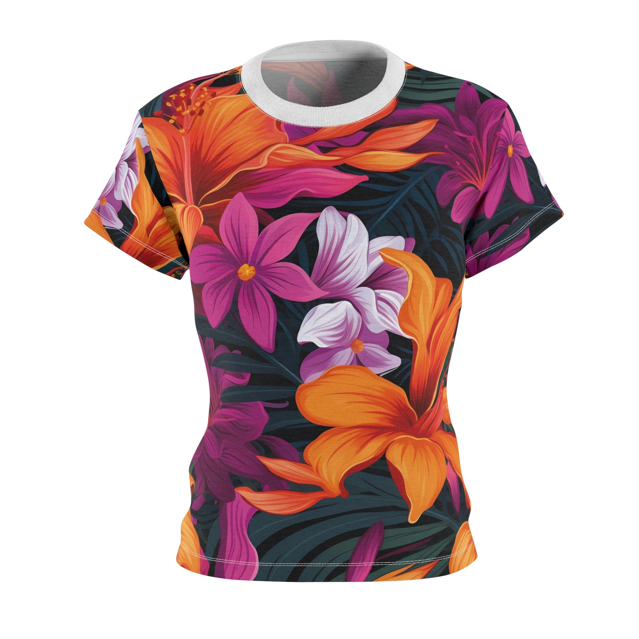 Tropical Floral Print Women's Tee - Vibrant Summer Style