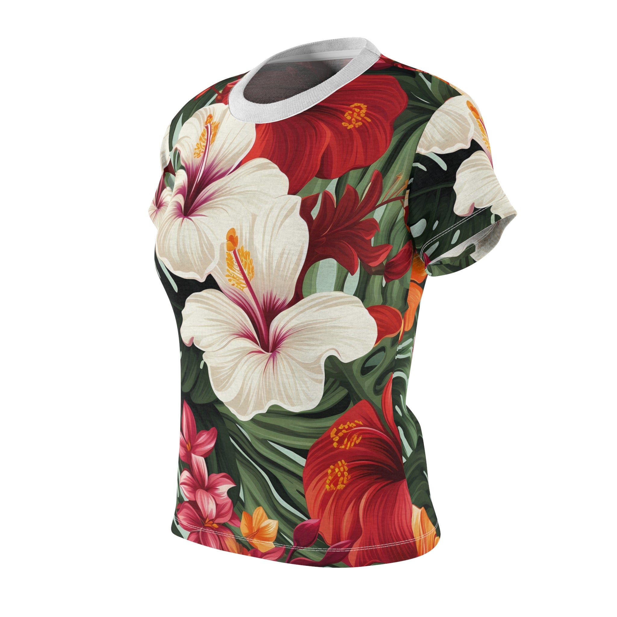 Tropical Floral Women's Tee – Vibrant Summer Style