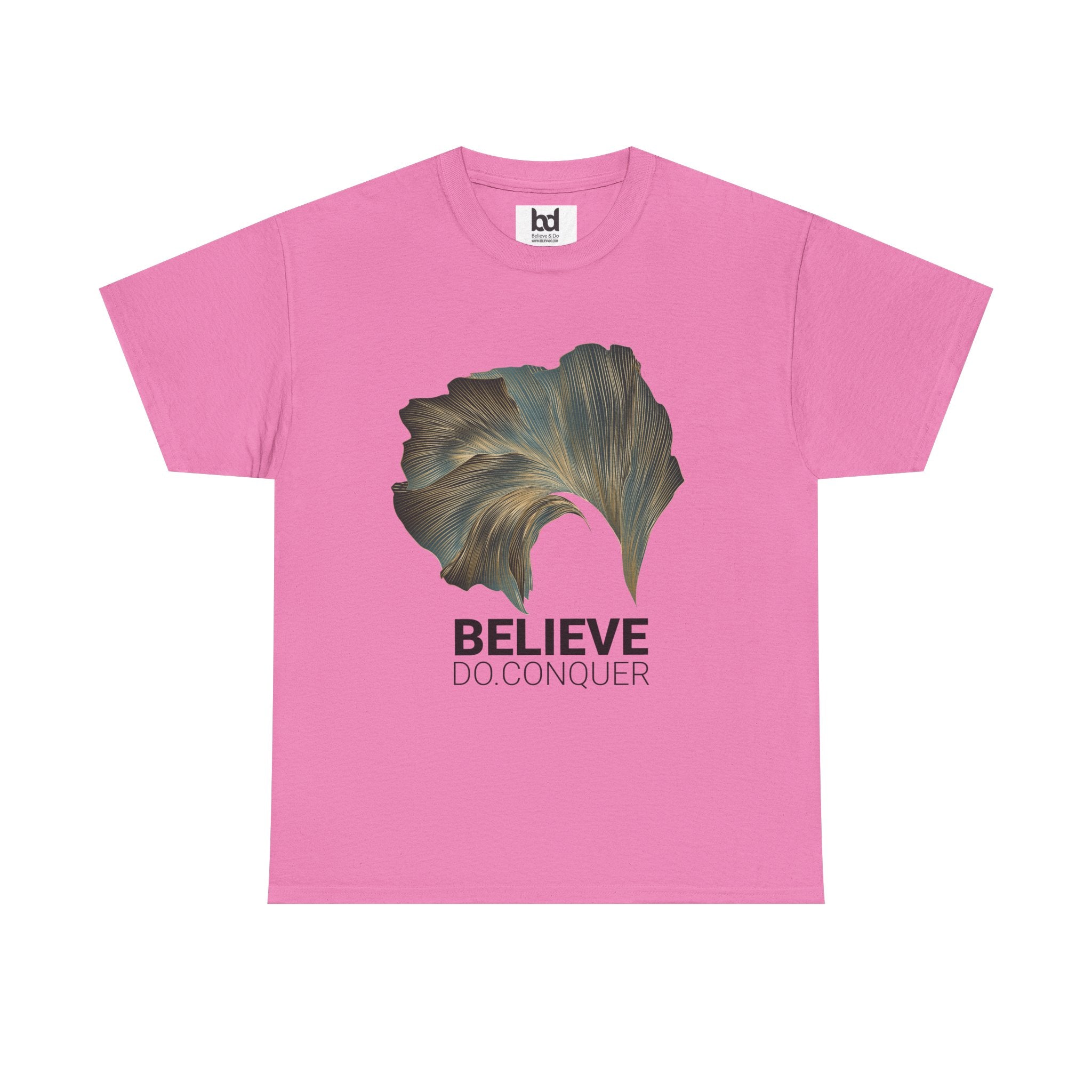 Belive.Do.Conquer Unisex Heavy Cotton Tee - Artistic Leaf Design
