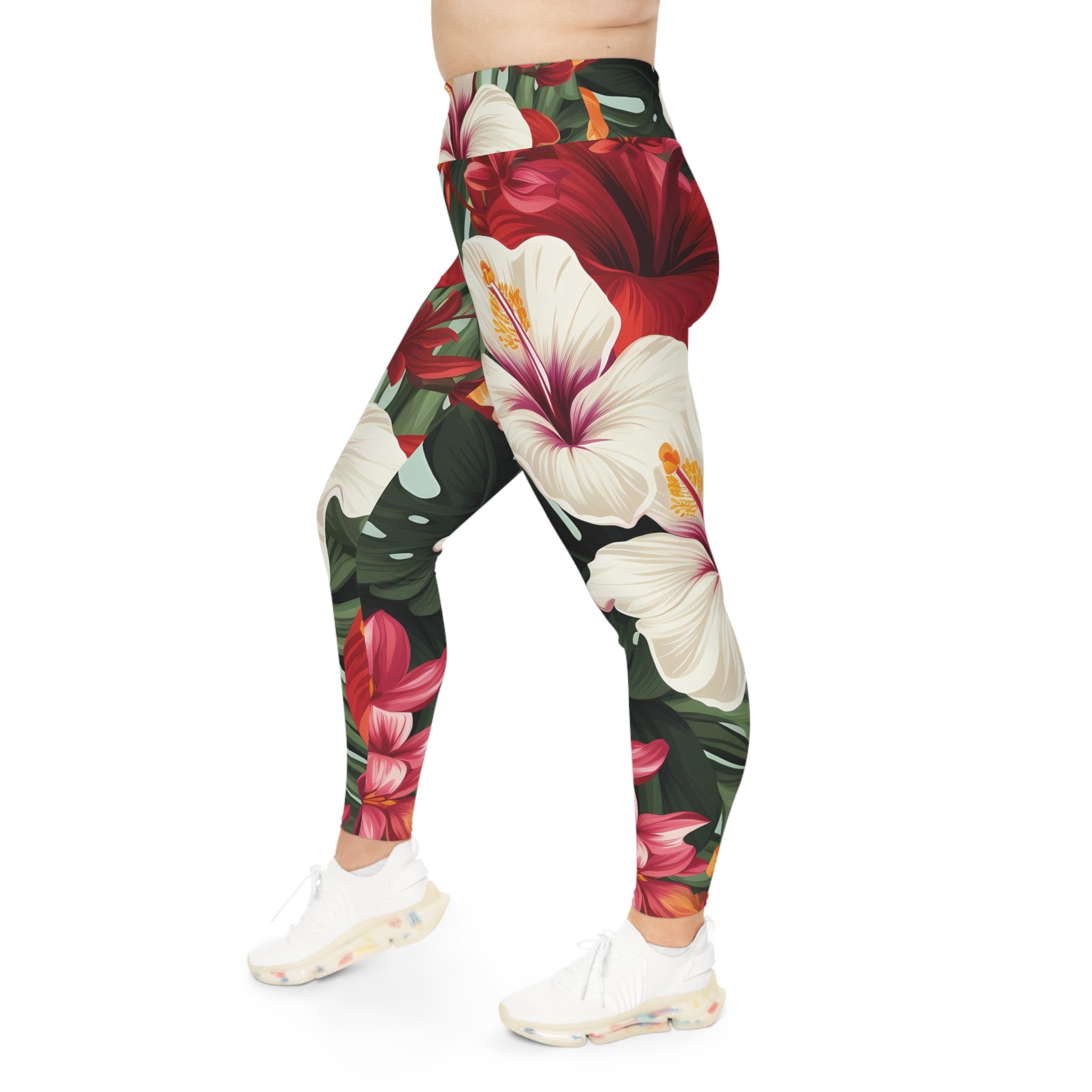 Tropical Floral Plus Size Leggings - Comfortable & Stylish Activewear