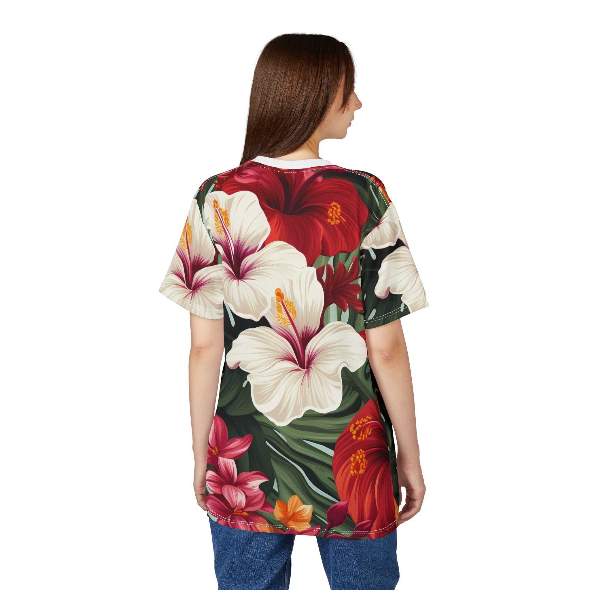 Tropical Floral Unisex Tee - Vibrant Hibiscus Design