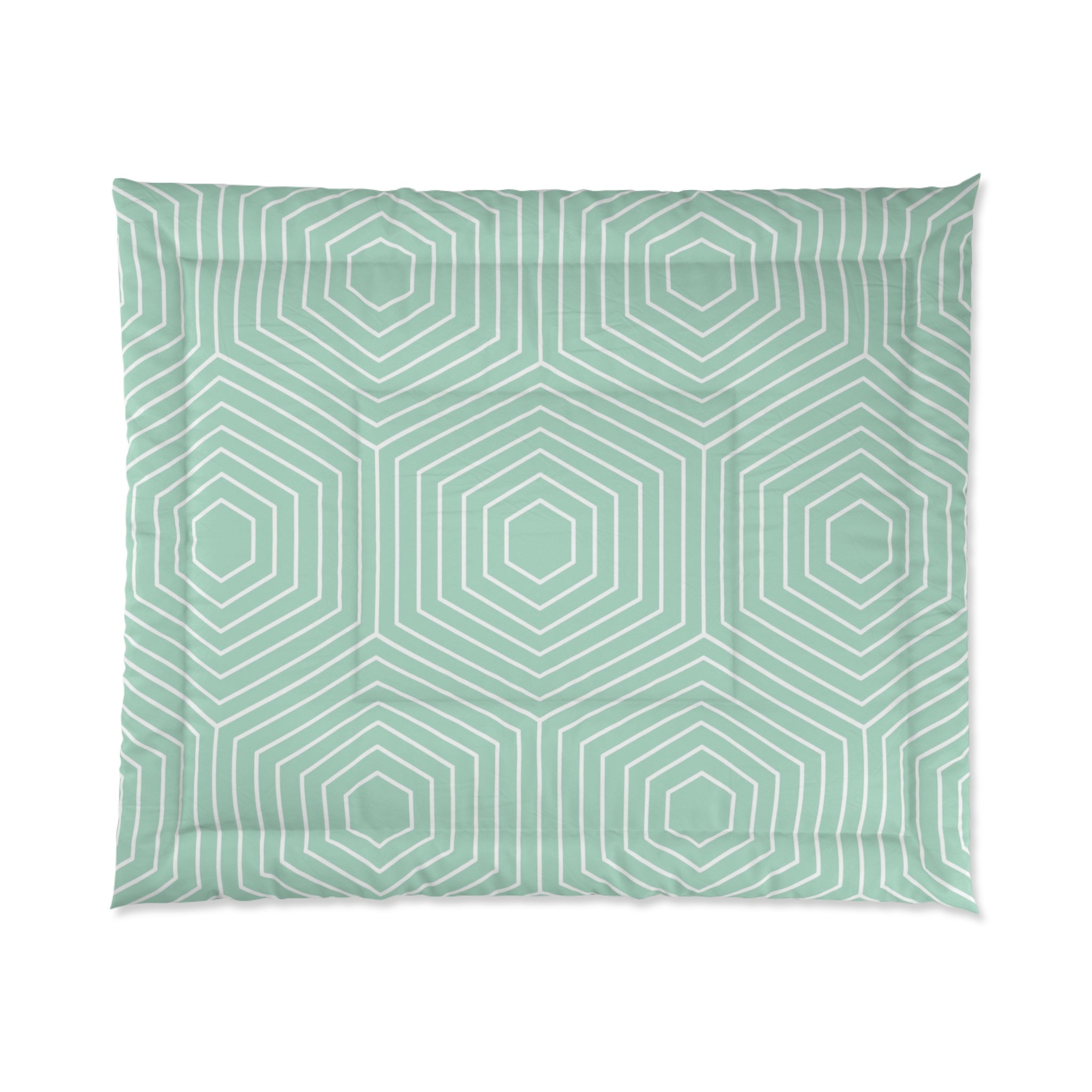 Geometric Pattern Comforter - Modern Mint Green Bedding for Cozy Bedrooms