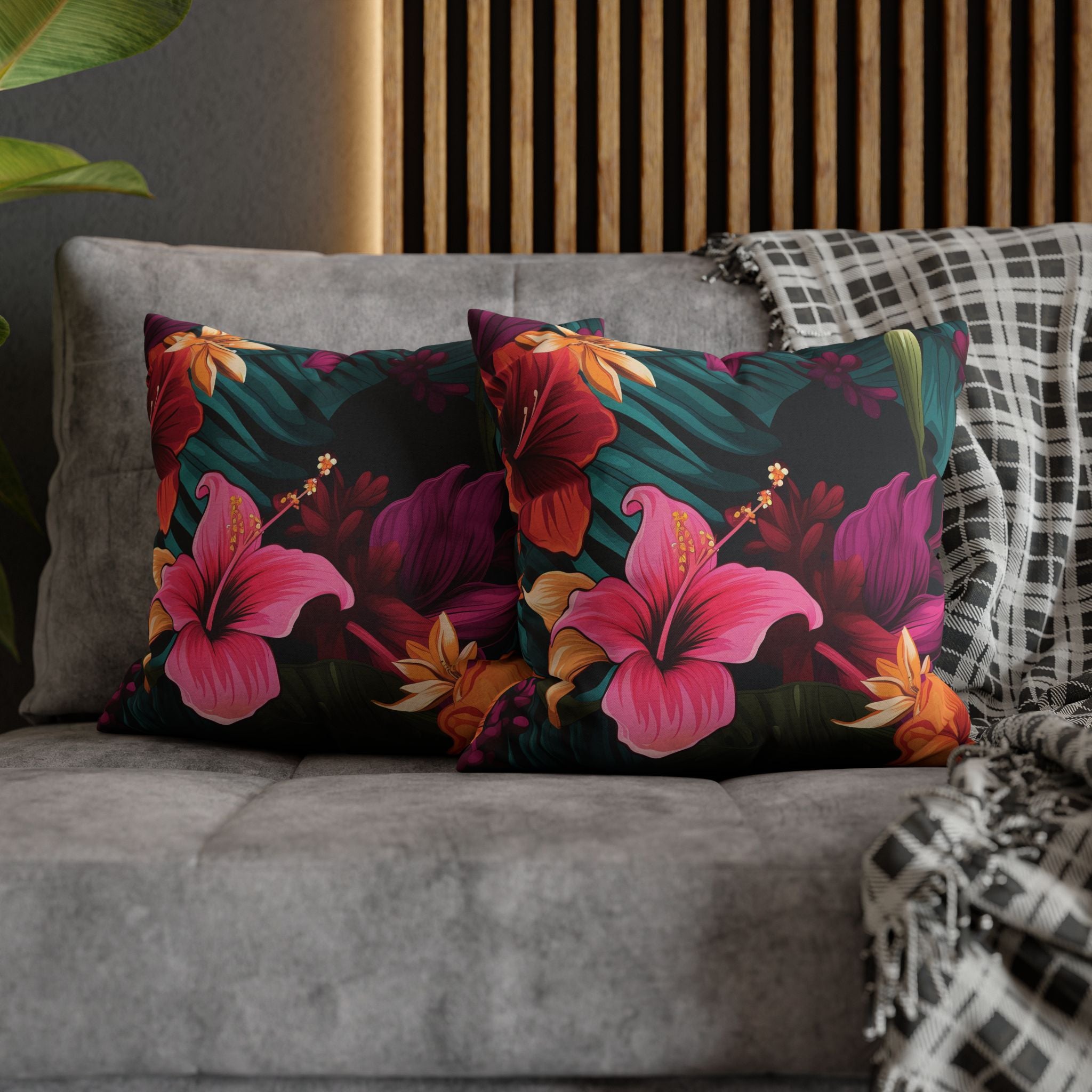 Tropical Floral Square Pillowcase - Vibrant Home Decor for Summer Vibes