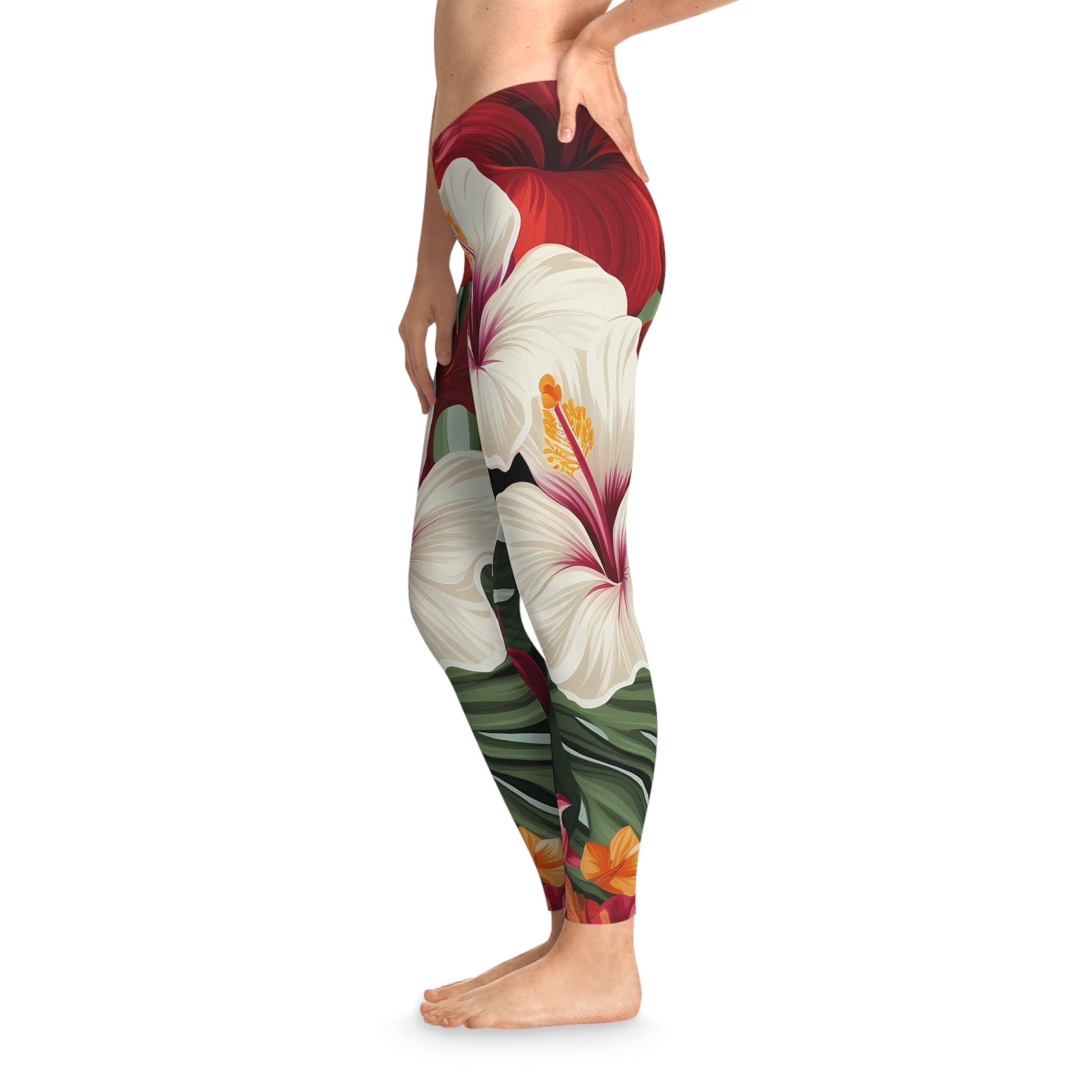 Tropical Floral Stretchy Leggings - Perfect for Yoga & Casual Wear