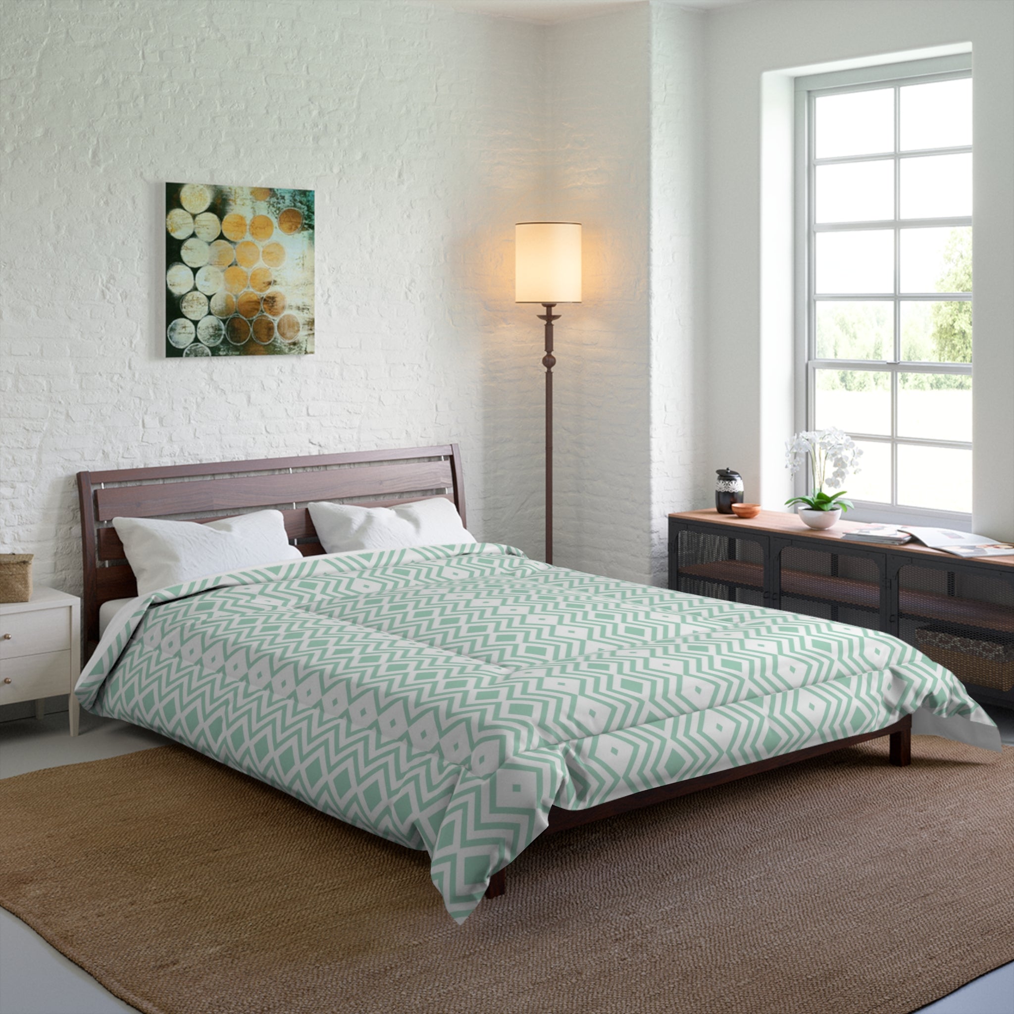 Mint Geometric Comforter - Modern Bedding for Cozy Spaces