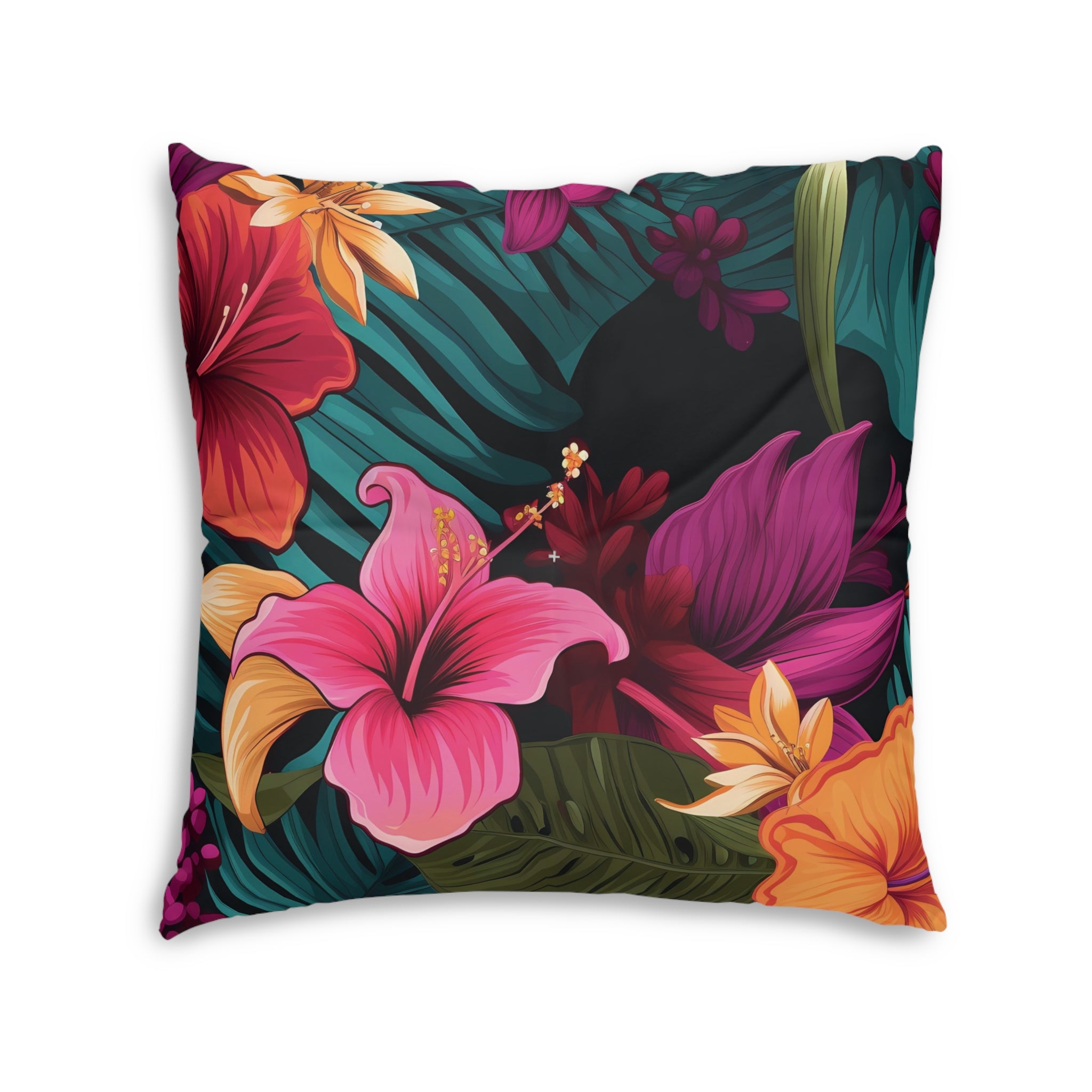 Tropical Floral Tufted Floor Pillow - Vibrant Square Cushion for Home Decor