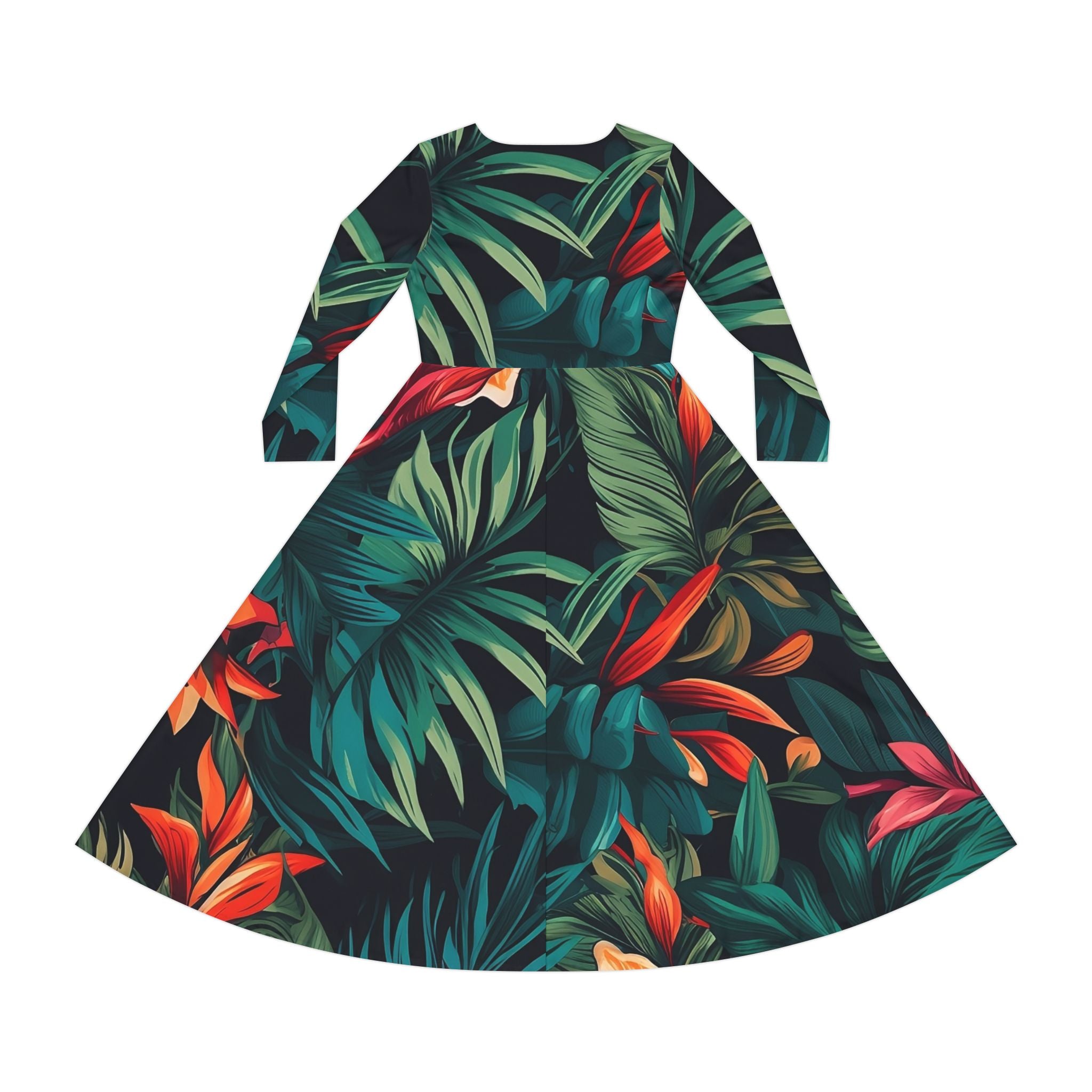 Tropical Floral Long Sleeve Dance Dress for Women - Perfect for Parties and Holidays