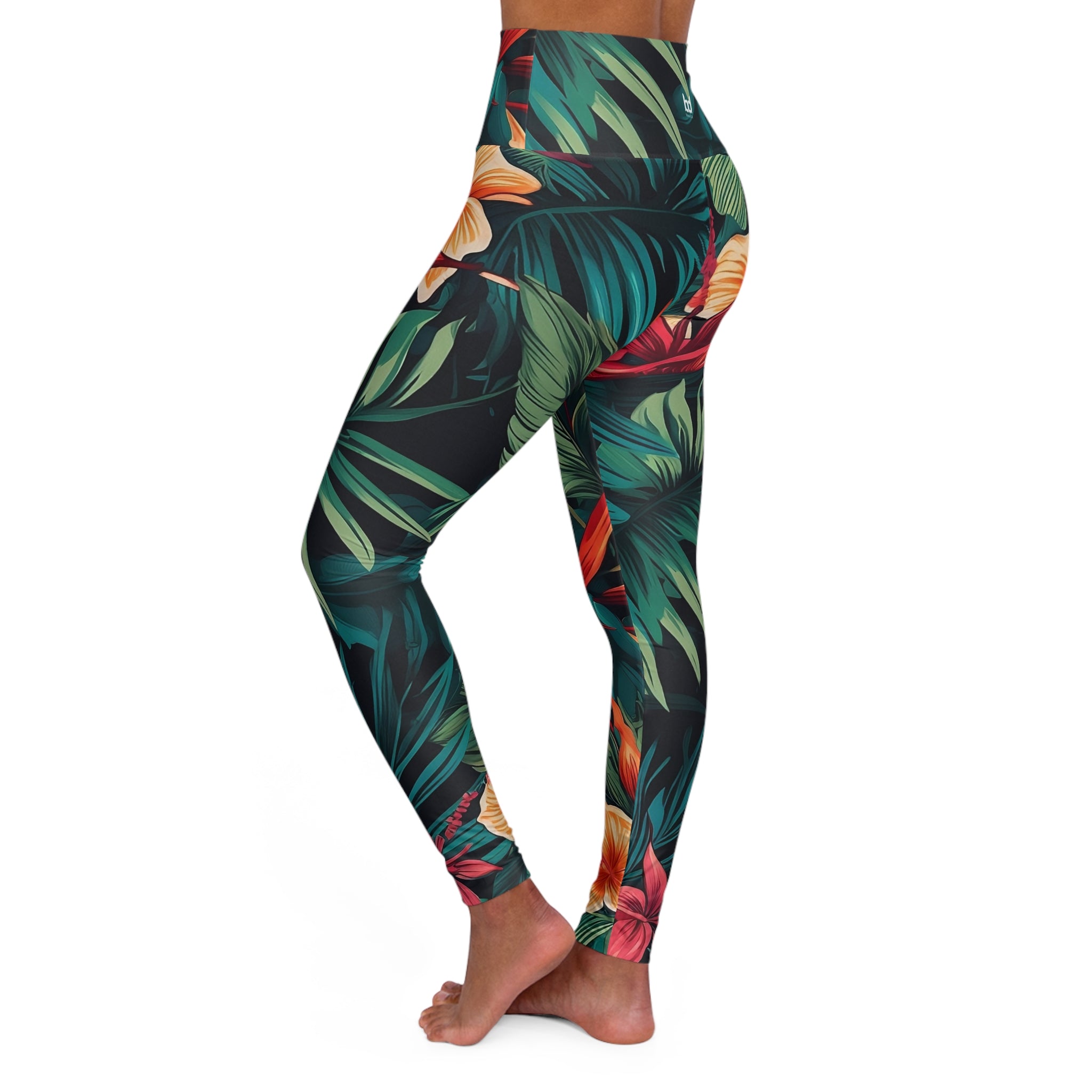 Tropical High Waisted Yoga Leggings – Perfect for Workout & Leisure