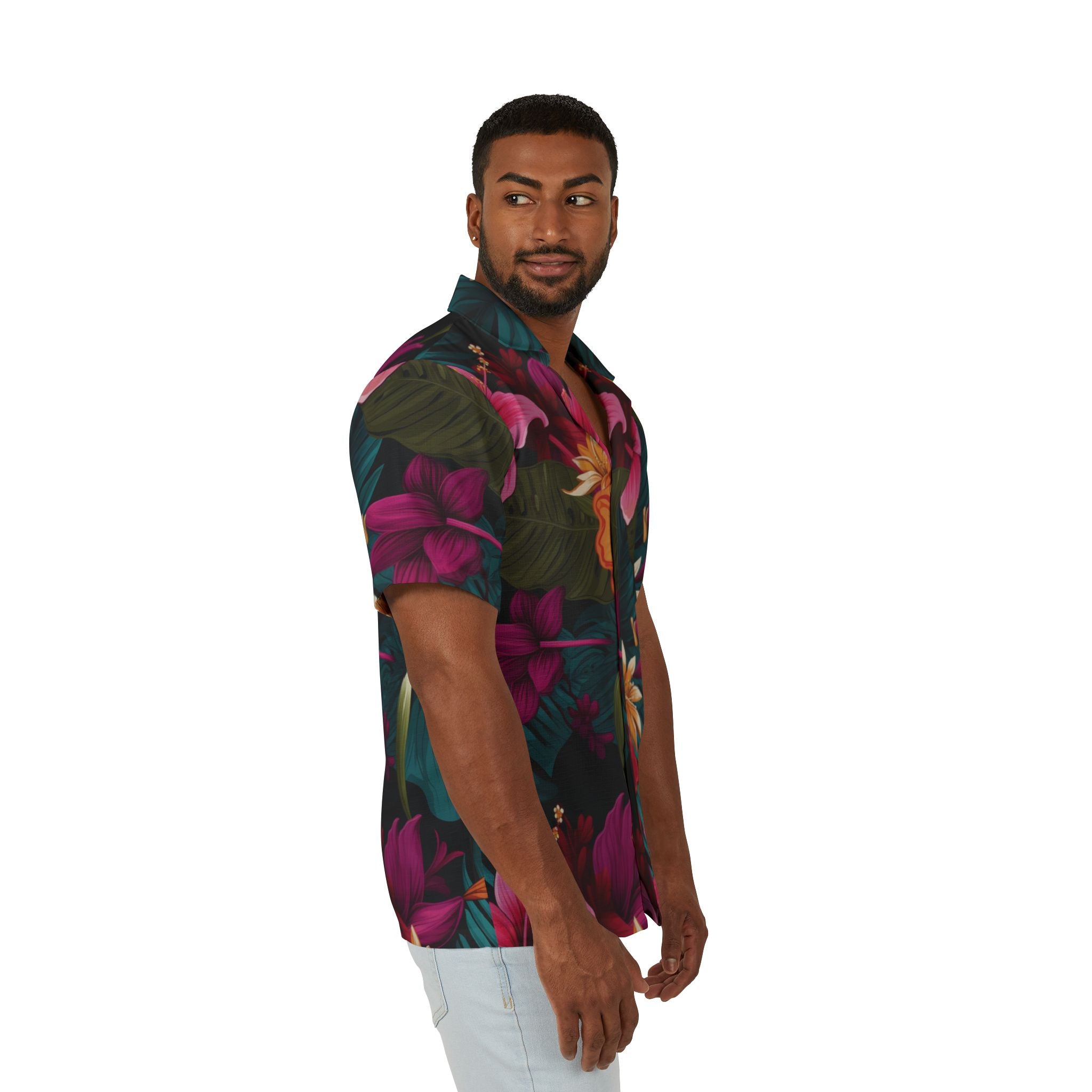 Tropical Floral Hawaiian Camp Shirt for Men - Perfect for Summer and Beach Parties