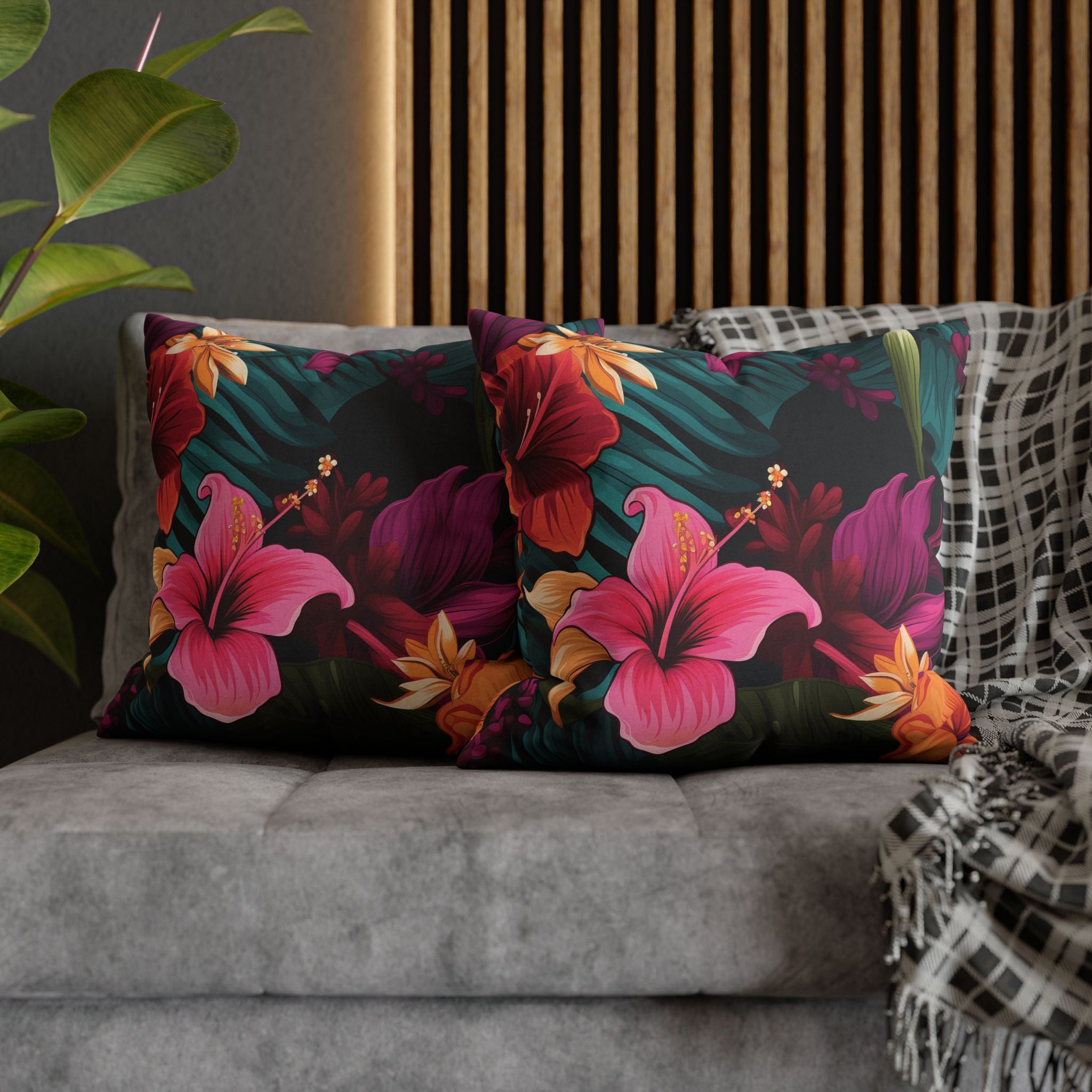 Tropical Floral Square Pillowcase - Vibrant Home Decor for Summer Vibes