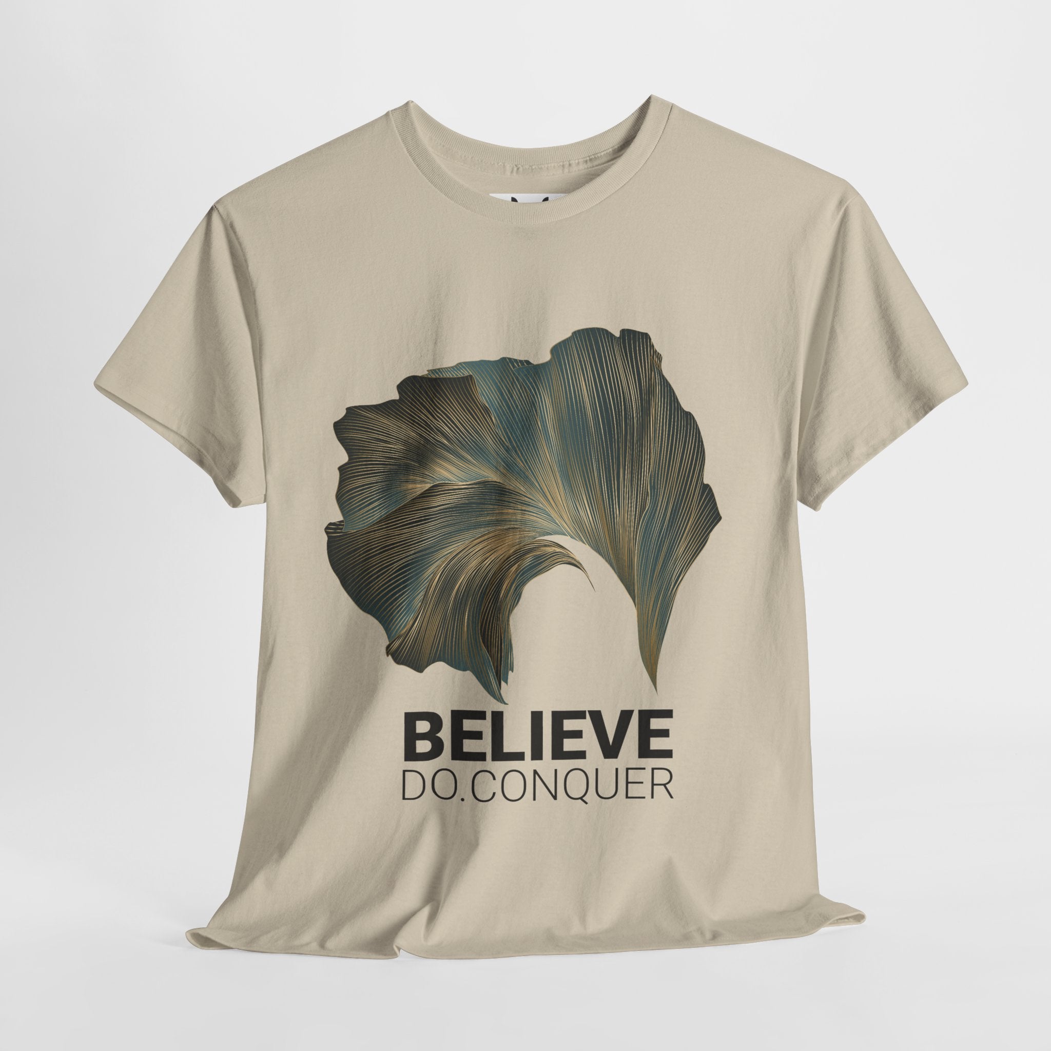 Belive.Do.Conquer Unisex Heavy Cotton Tee - Artistic Leaf Design