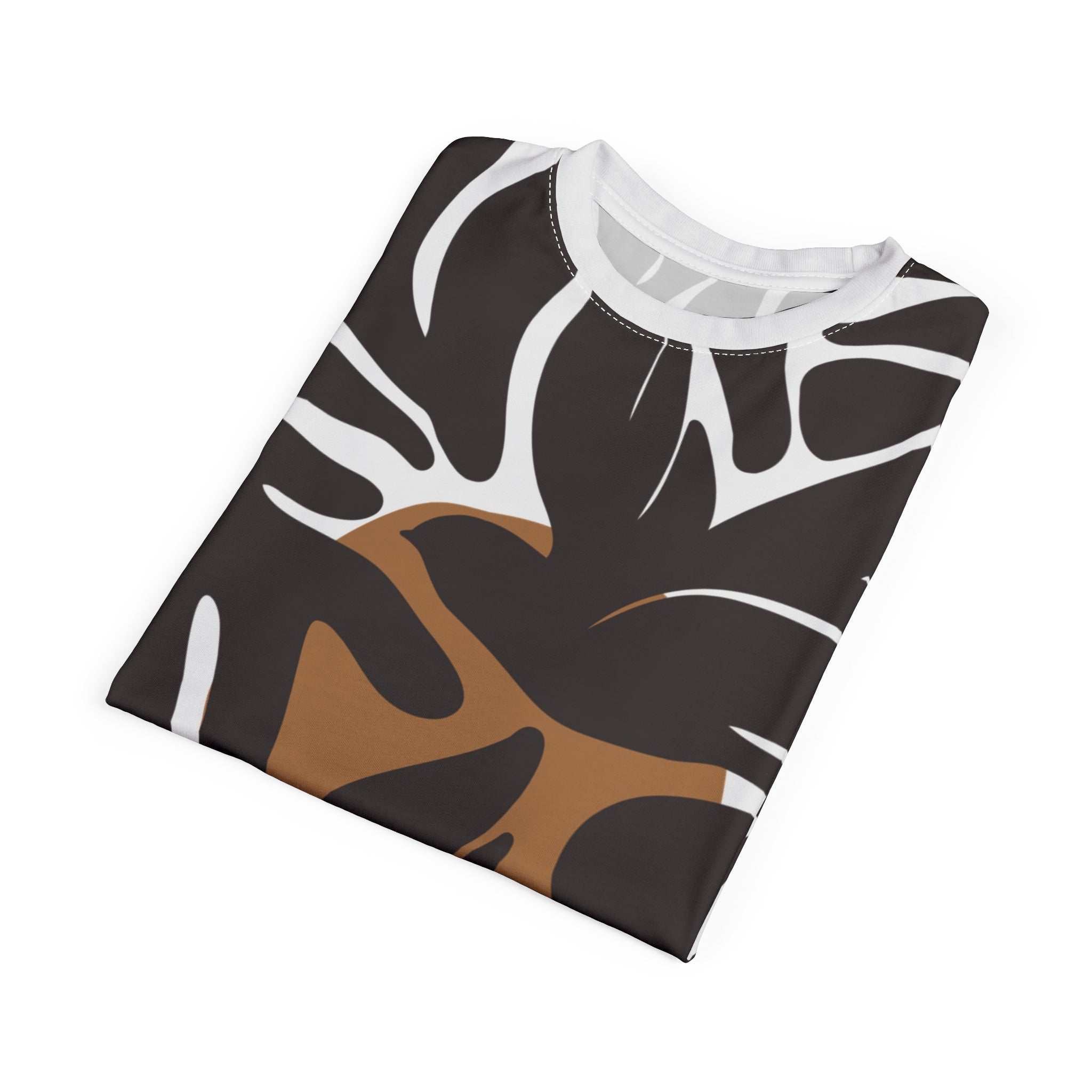 Stylish Unisex Cut & Sew Tee with Tropical Leaf Print