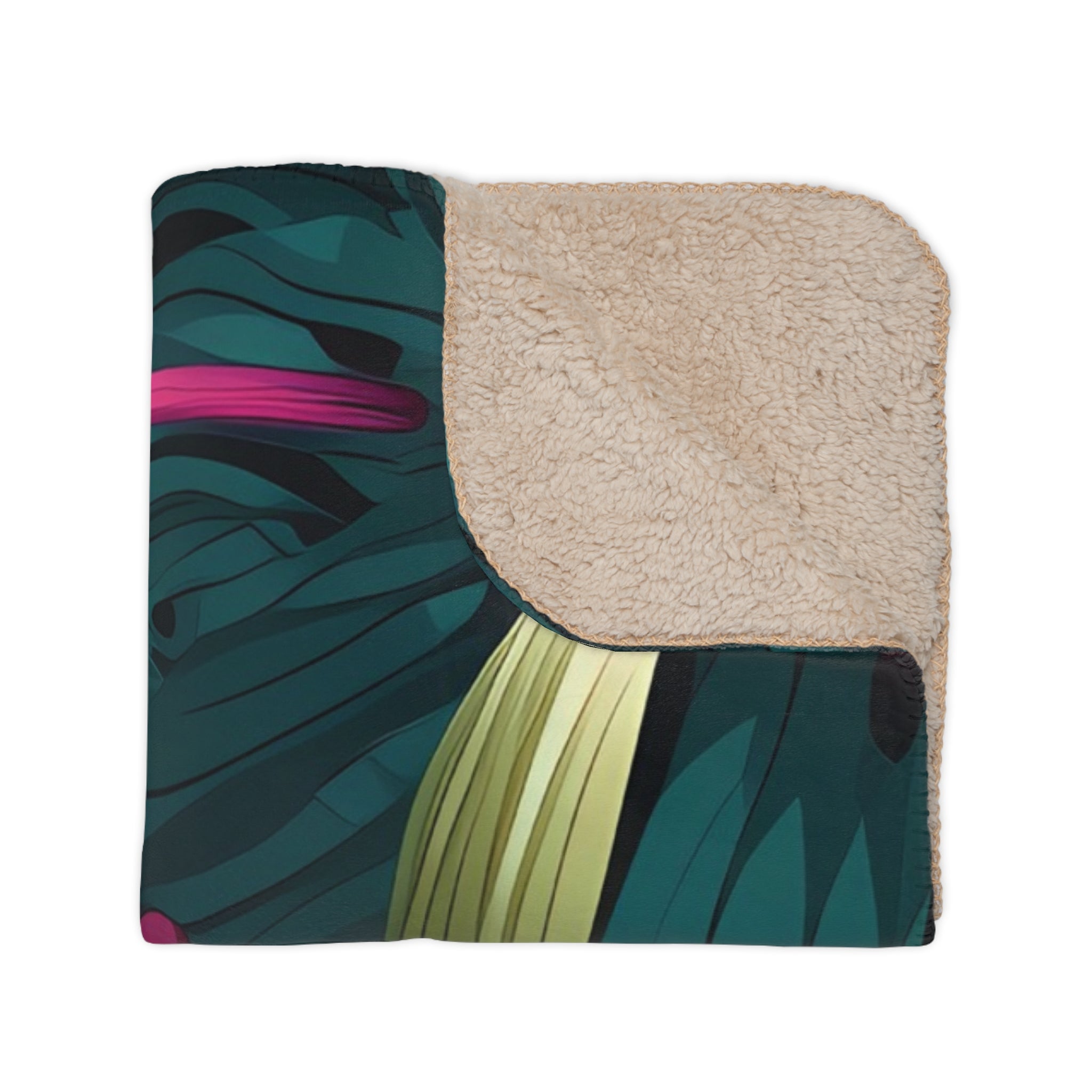 Tropical Floral Sherpa Blanket - Cozy Home Decor for Relaxation and Gifting