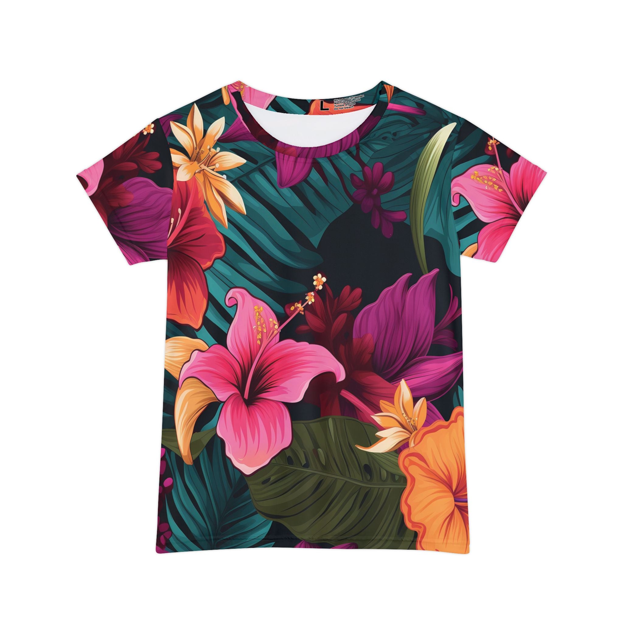 Tropical Floral Women&#039;s Short Sleeve Shirt - Vibrant Summer Style