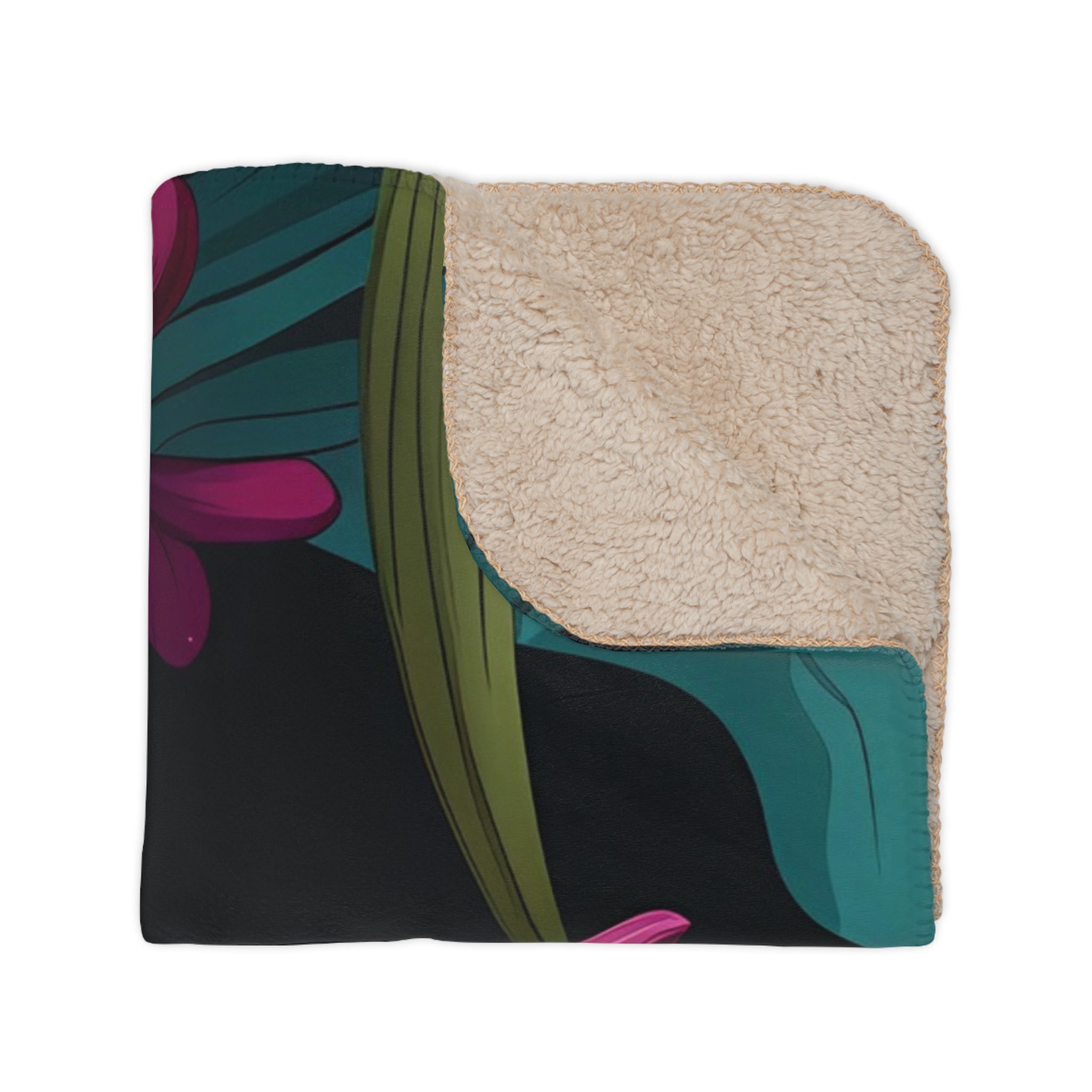 Tropical Floral Sherpa Blanket - Cozy Home Decor for Relaxation and Gifting