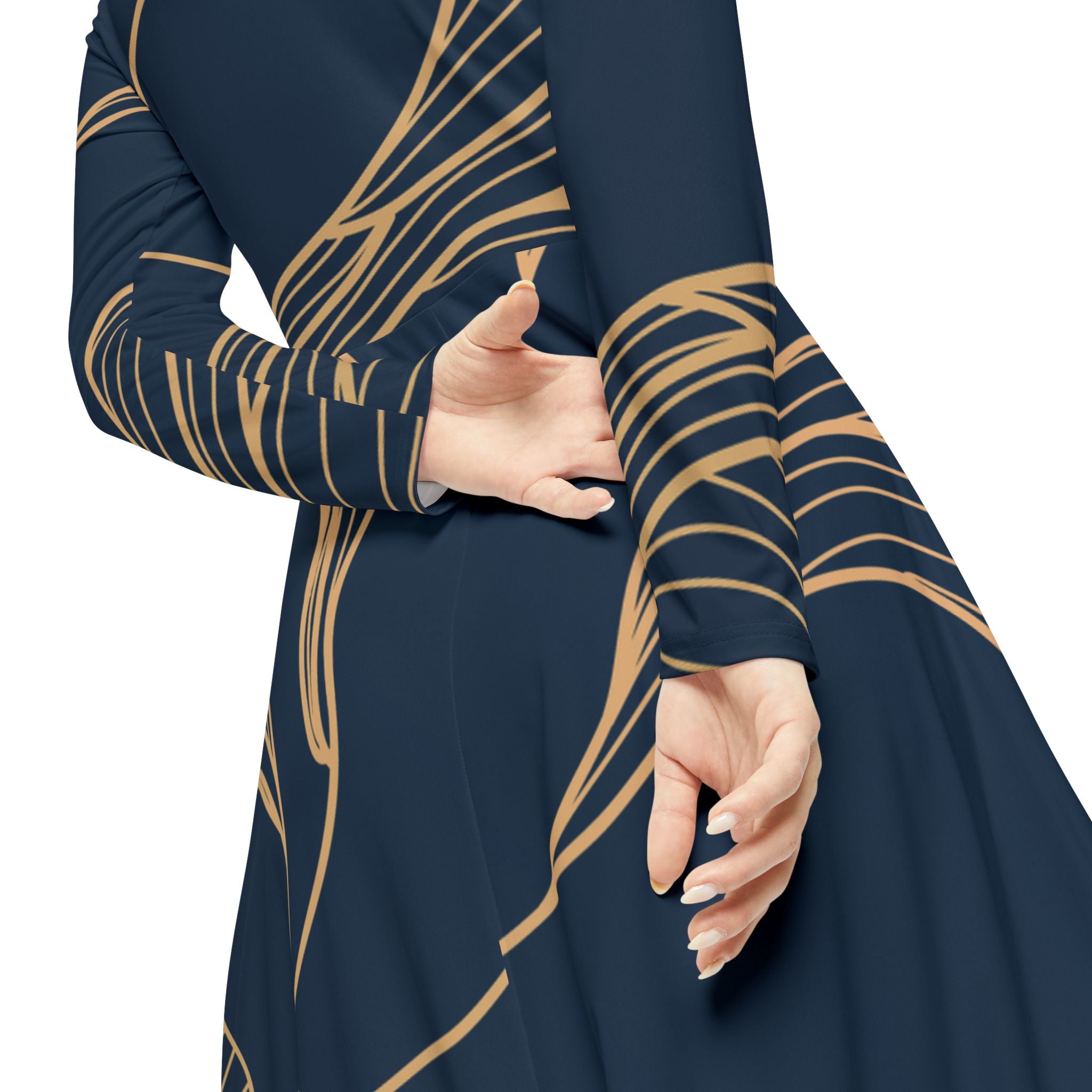 Elegant Long Sleeve Dance Dress with Floral Design