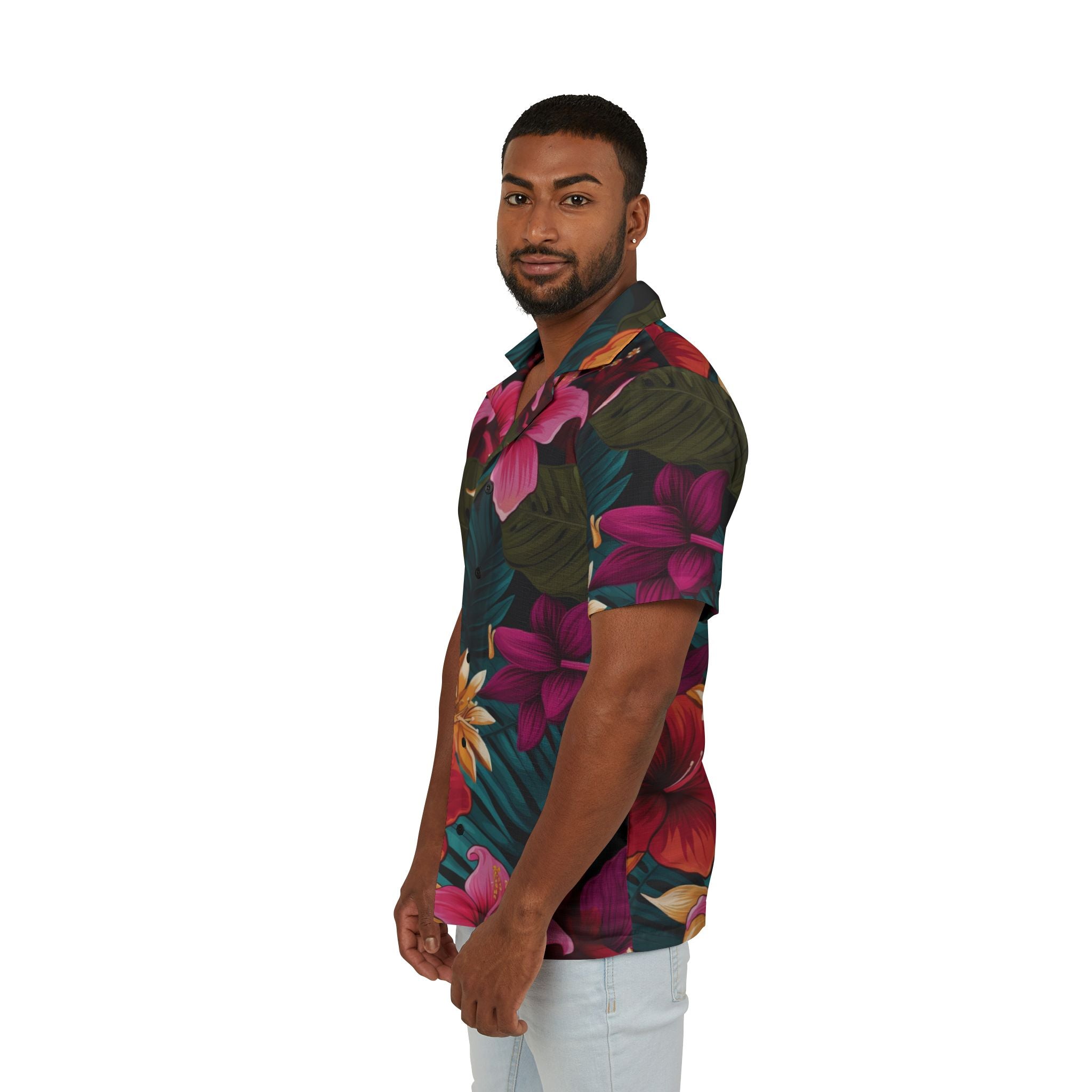Tropical Floral Hawaiian Camp Shirt for Men - Perfect for Summer and Beach Parties