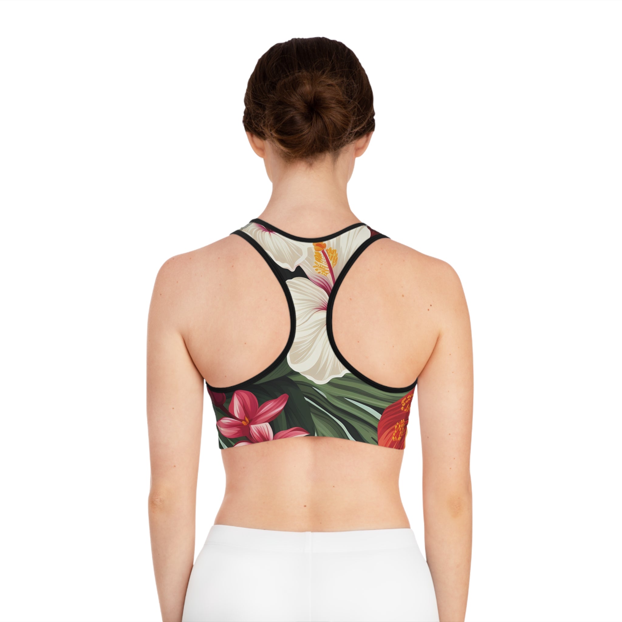 Tropical Floral Sports Bra - Perfect for Yoga & Workout