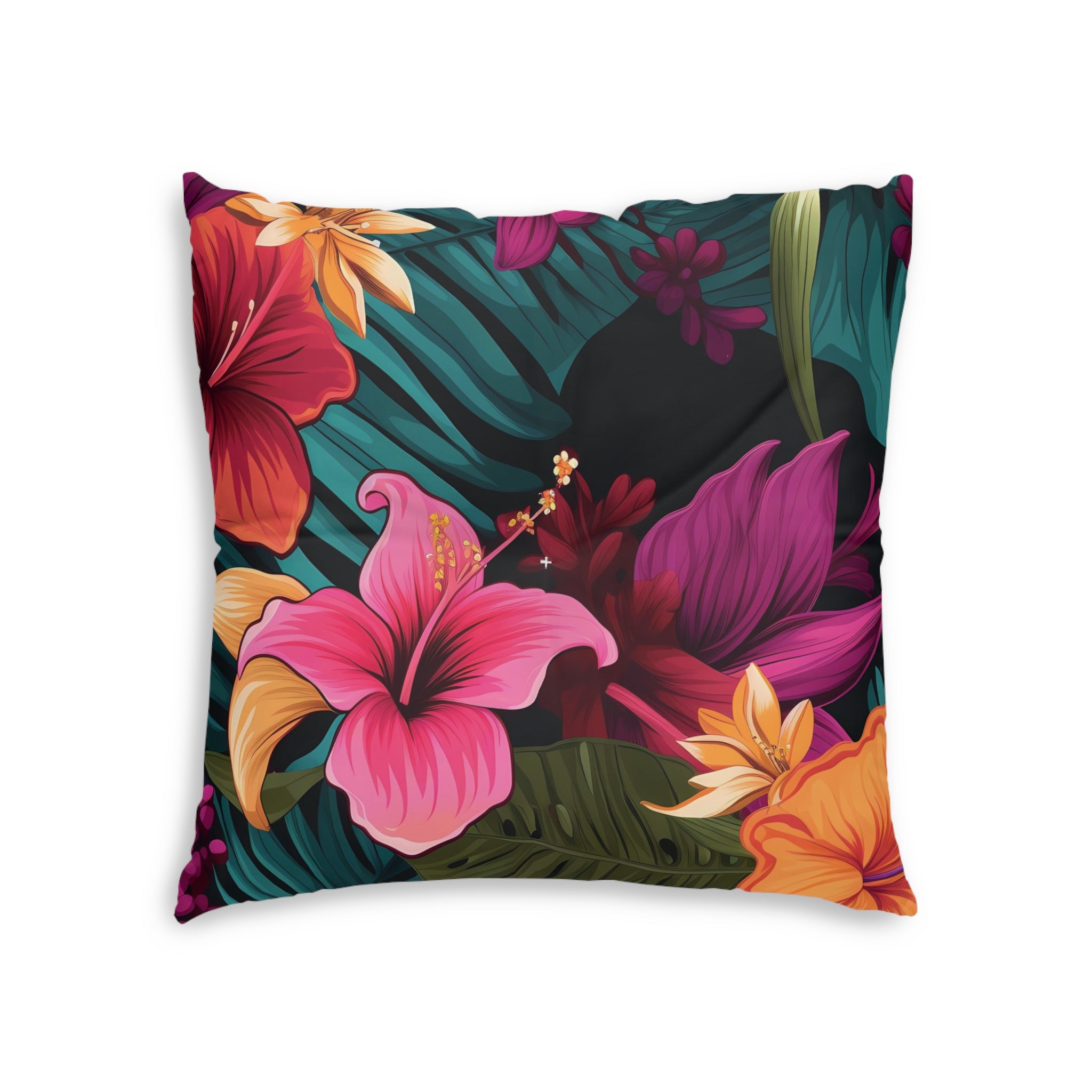 Tropical Floral Tufted Floor Pillow - Vibrant Square Cushion for Home Decor