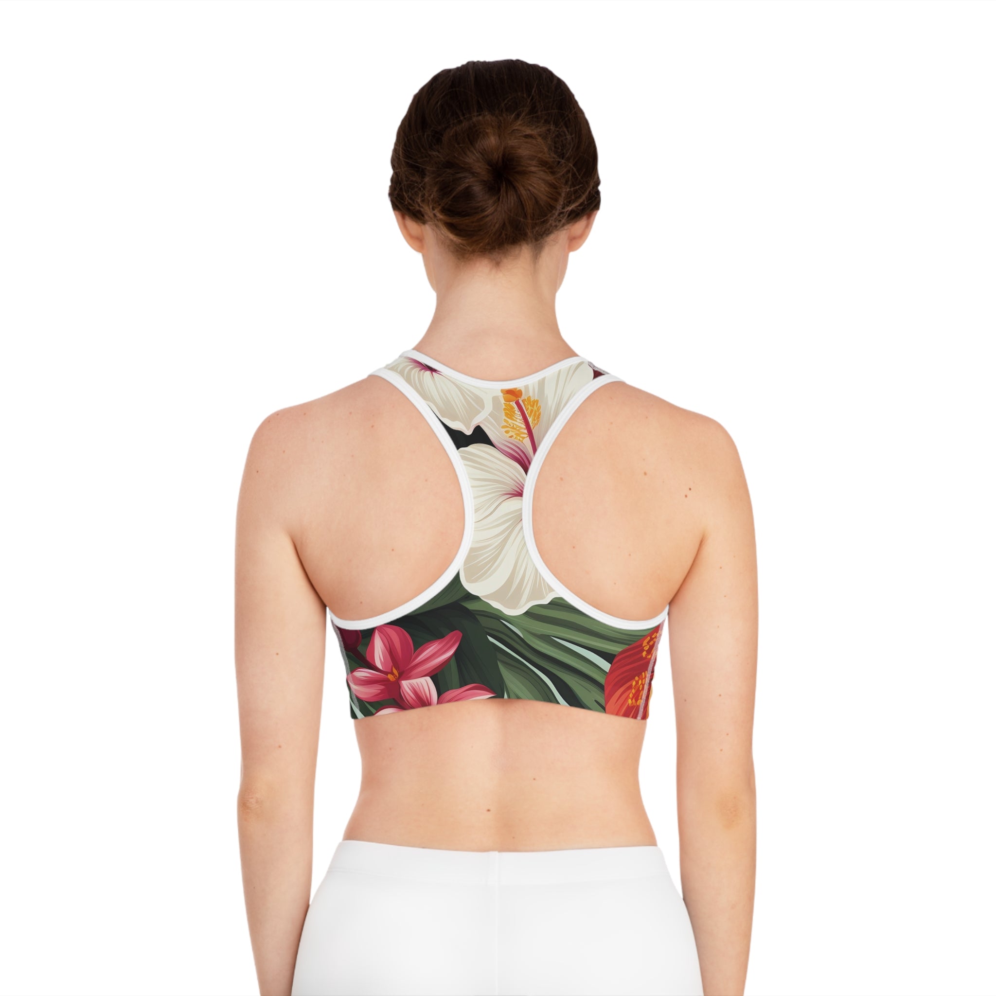 Tropical Floral Sports Bra - Perfect for Yoga & Workout