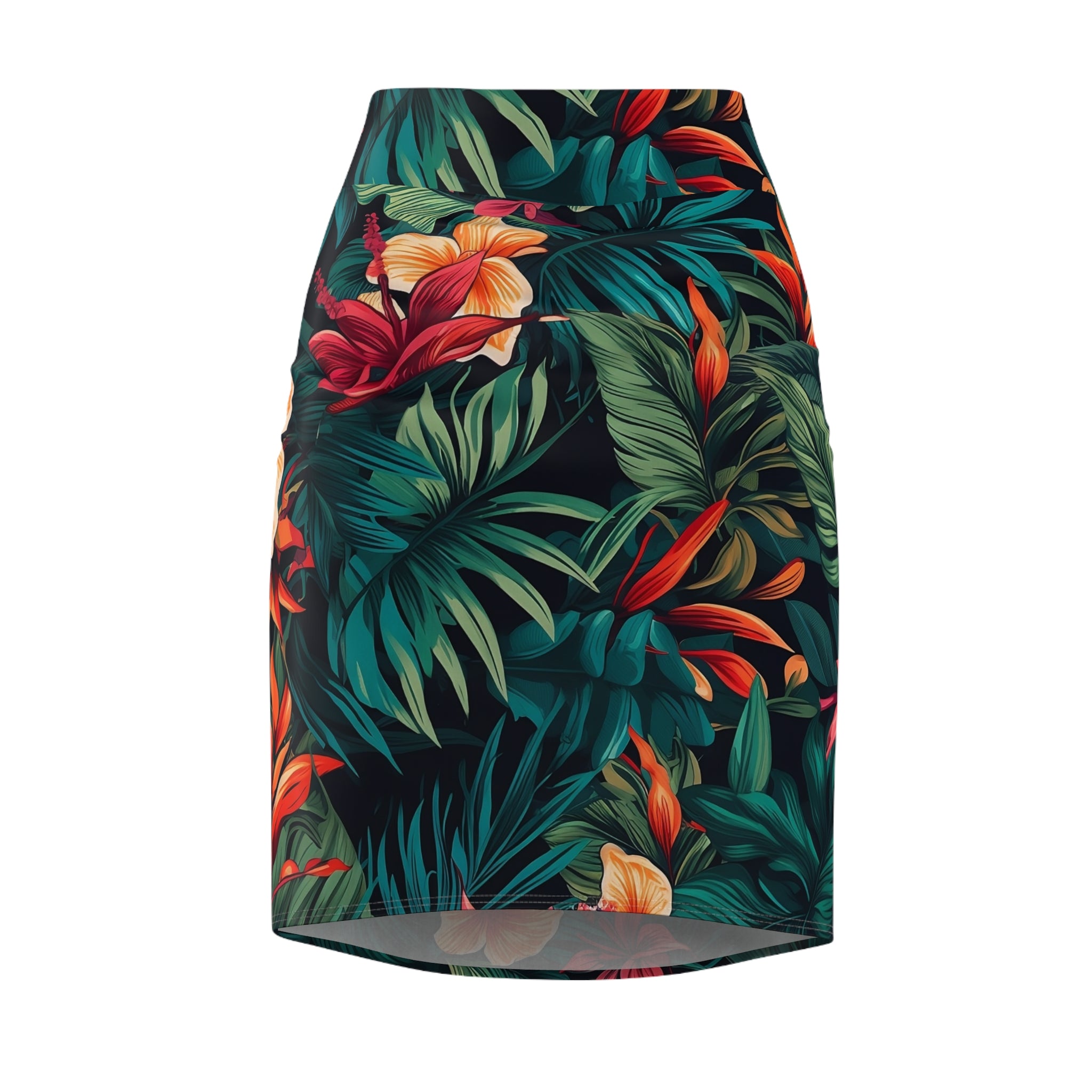 Tropical Floral Women's Pencil Skirt – Perfect for Summer Outings and Celebrations
